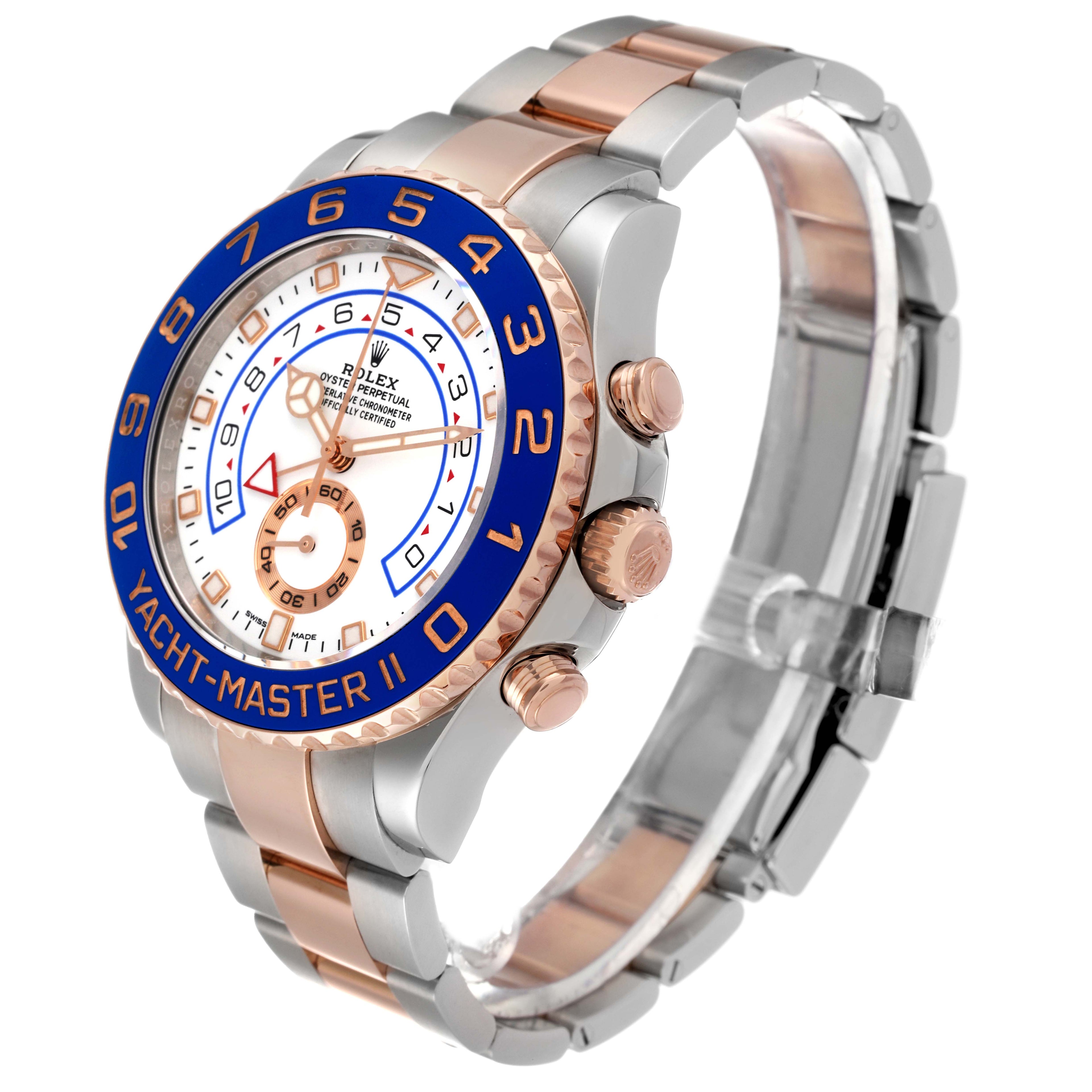 Rolex Yachtmaster II 44mm Steel Rose Gold Mens Watch 116681 Box Card