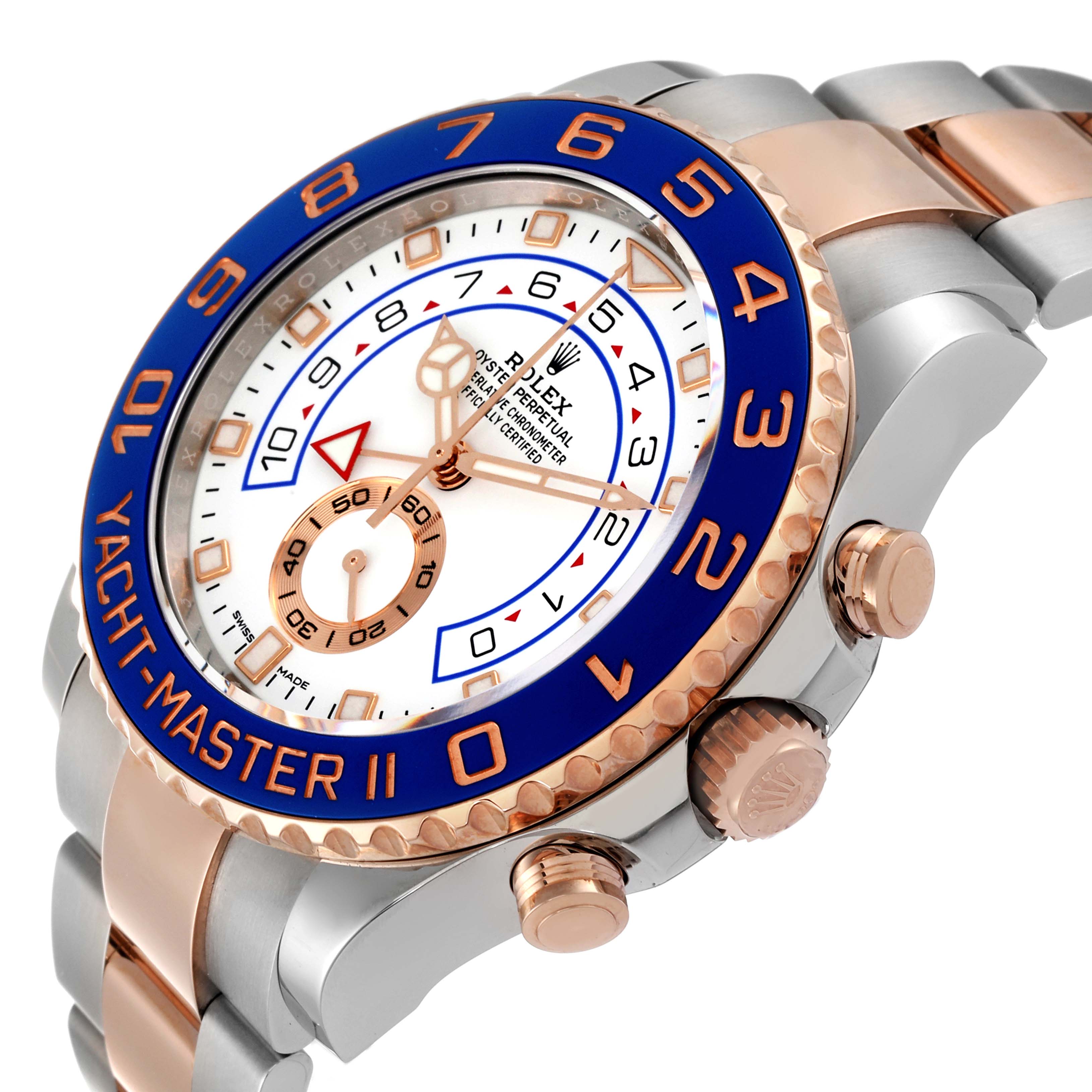 Rolex Yachtmaster II 44mm Steel Rose Gold Mens Watch 116681 Unworn