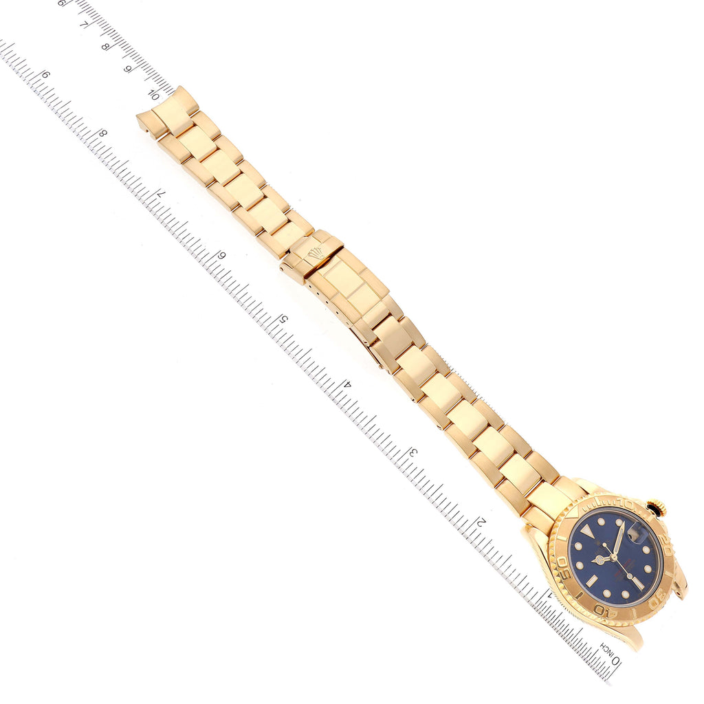 Rolex Yachtmaster Midsize 18K Yellow Gold Blue Dial Unisex Watch 68628