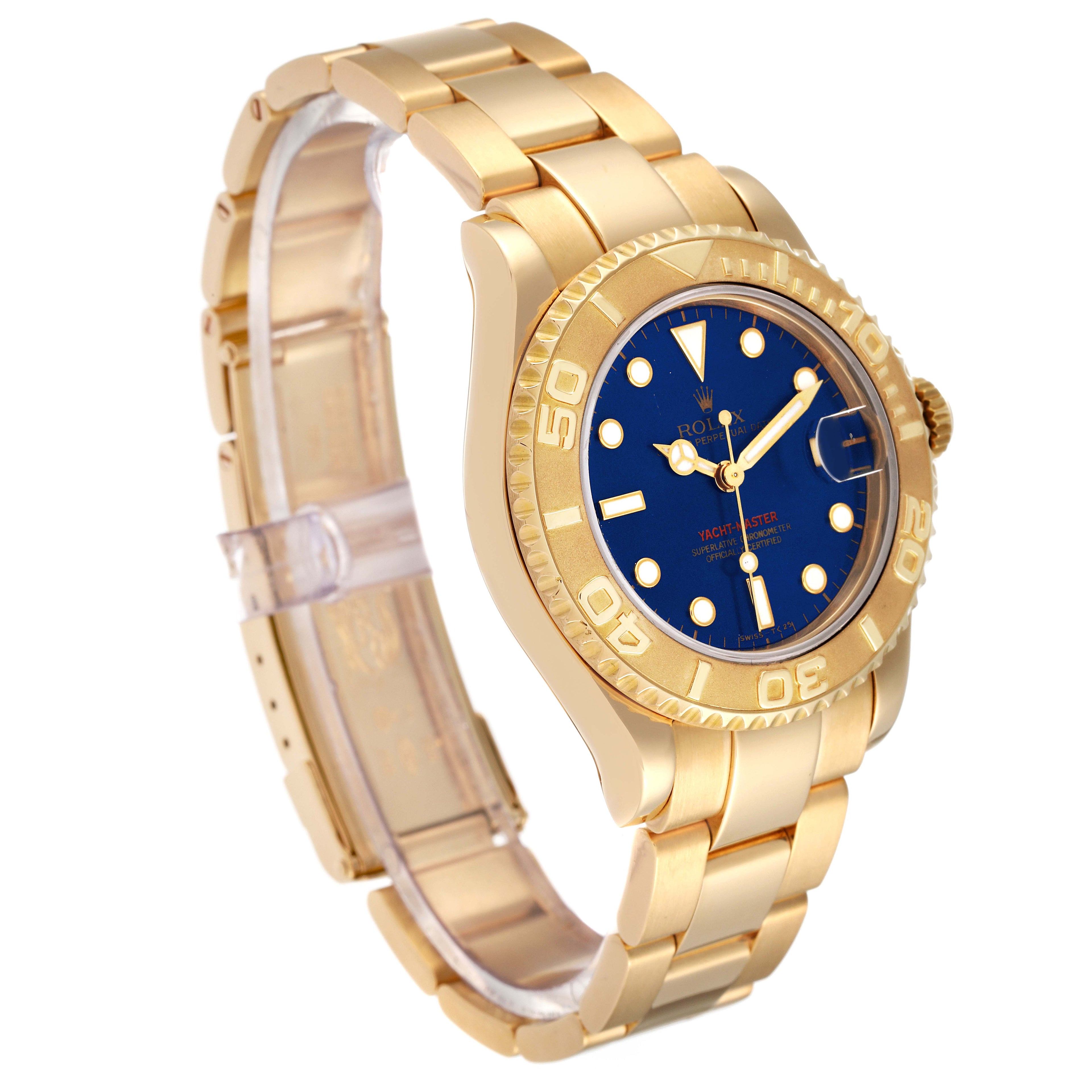 Rolex Yachtmaster Midsize 18K Yellow Gold Blue Dial Unisex Watch 68628
