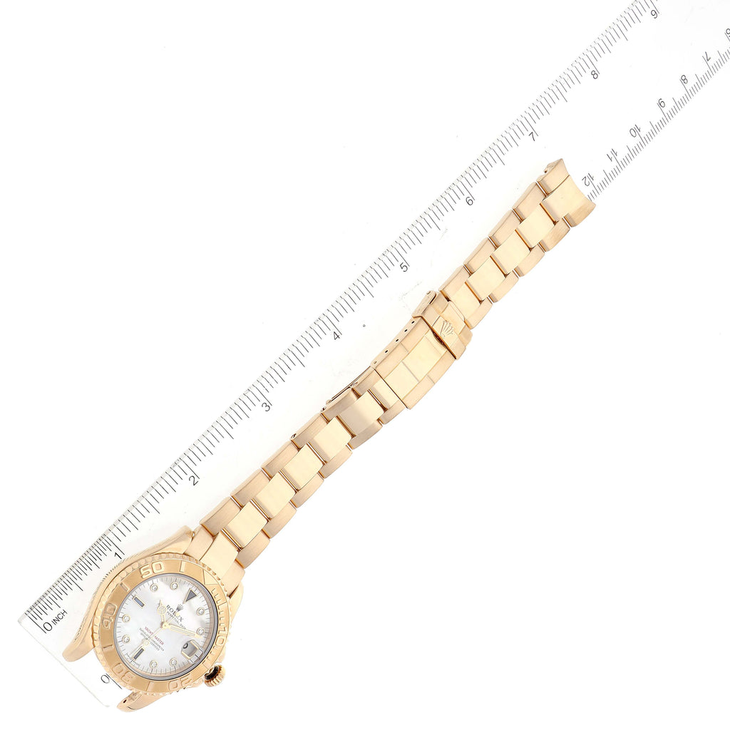 Rolex Yachtmaster Midsize 18K Yellow Gold MOP Diamond Dial Unisex Watch 68628