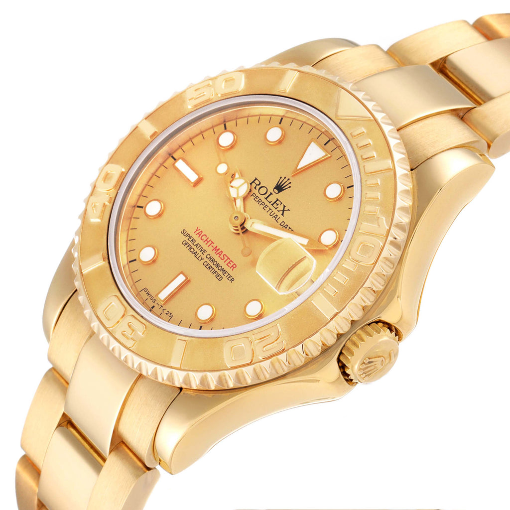 Rolex Yachtmaster Midsize 18K Yellow Gold Unisex Watch 68628 Box Papers