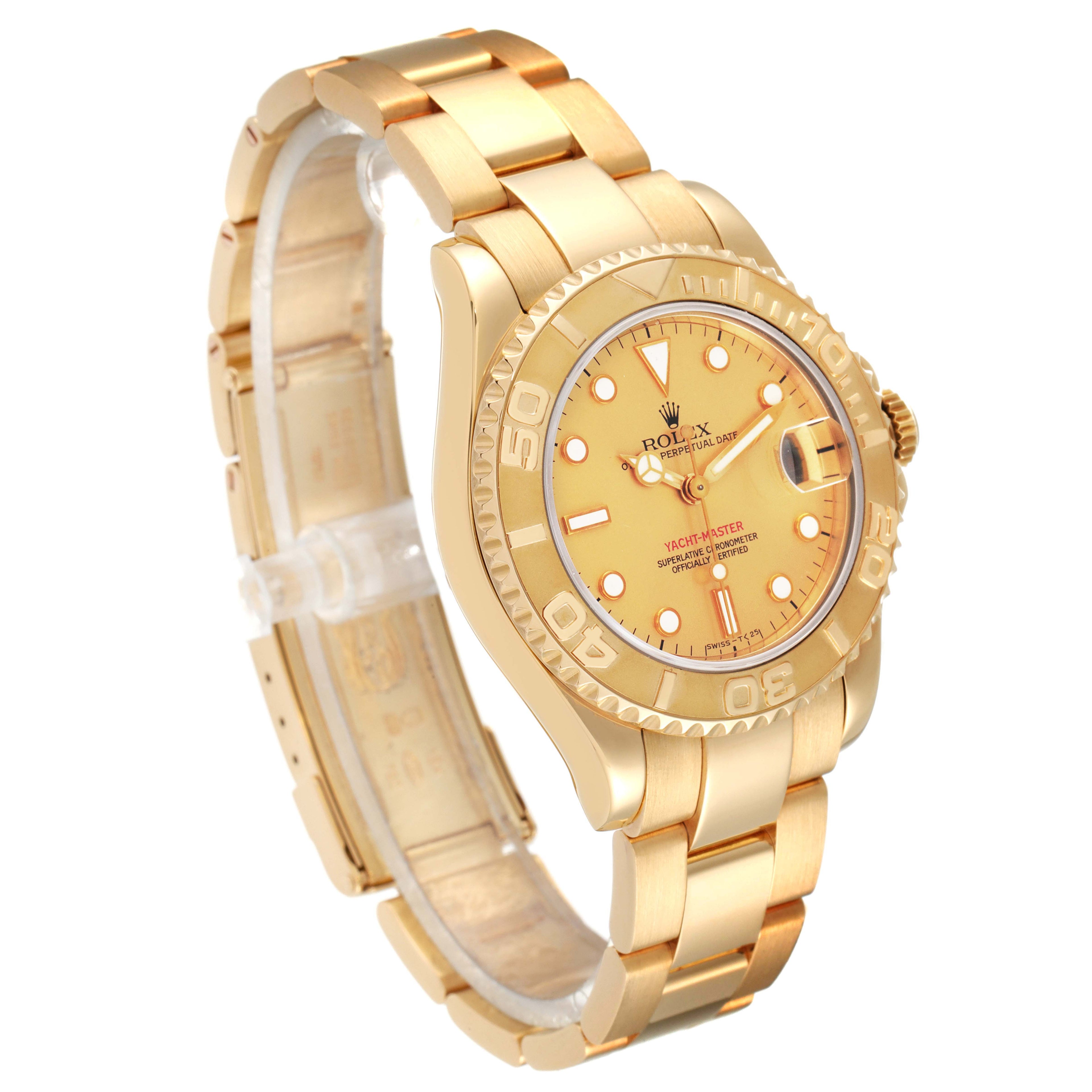 Rolex Yachtmaster Midsize 18K Yellow Gold Unisex Watch 68628 Box Papers