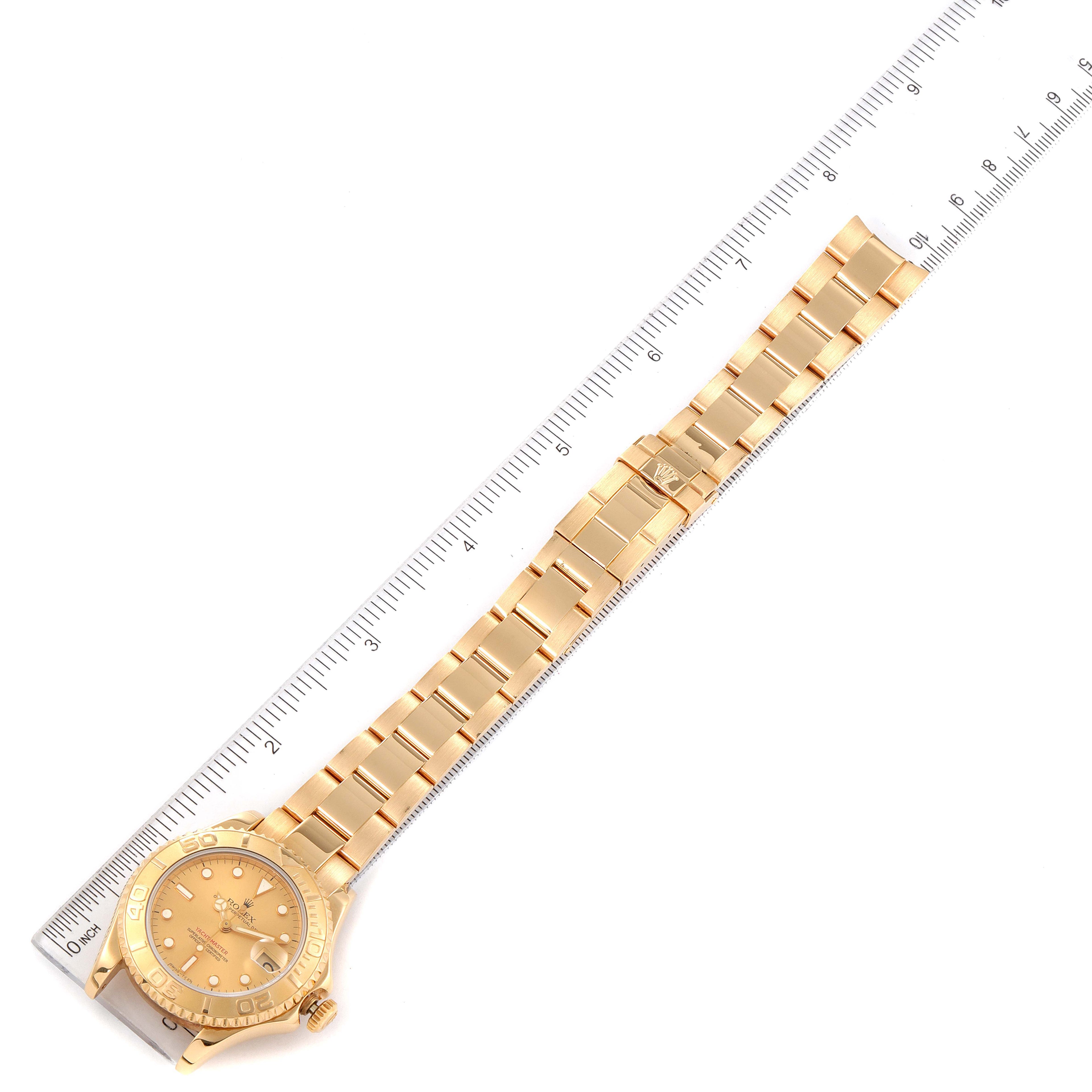 Rolex Yachtmaster Midsize 18K Yellow Gold Unisex Watch 68628 Box Papers