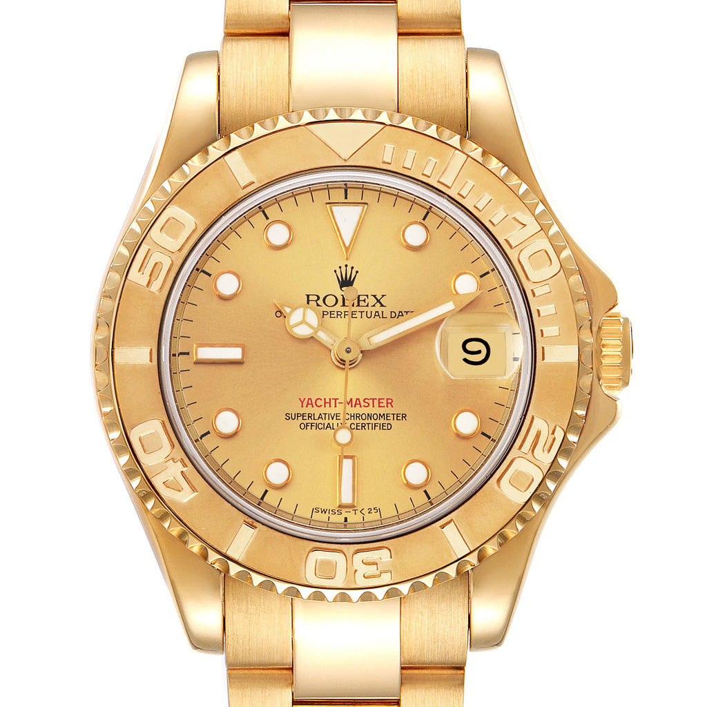 Rolex Yachtmaster Midsize 18K Yellow Gold Unisex Watch 68628 Box Papers