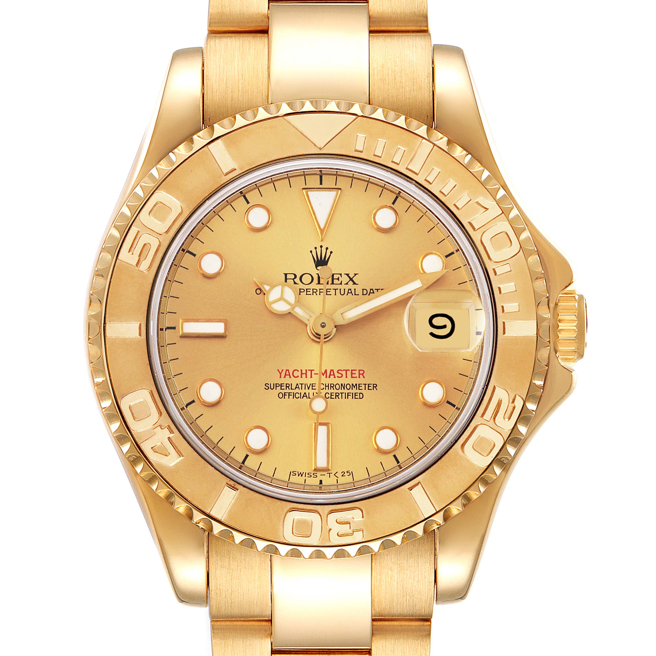 Rolex Yachtmaster Midsize 18K Yellow Gold Unisex Watch 68628 Box Papers