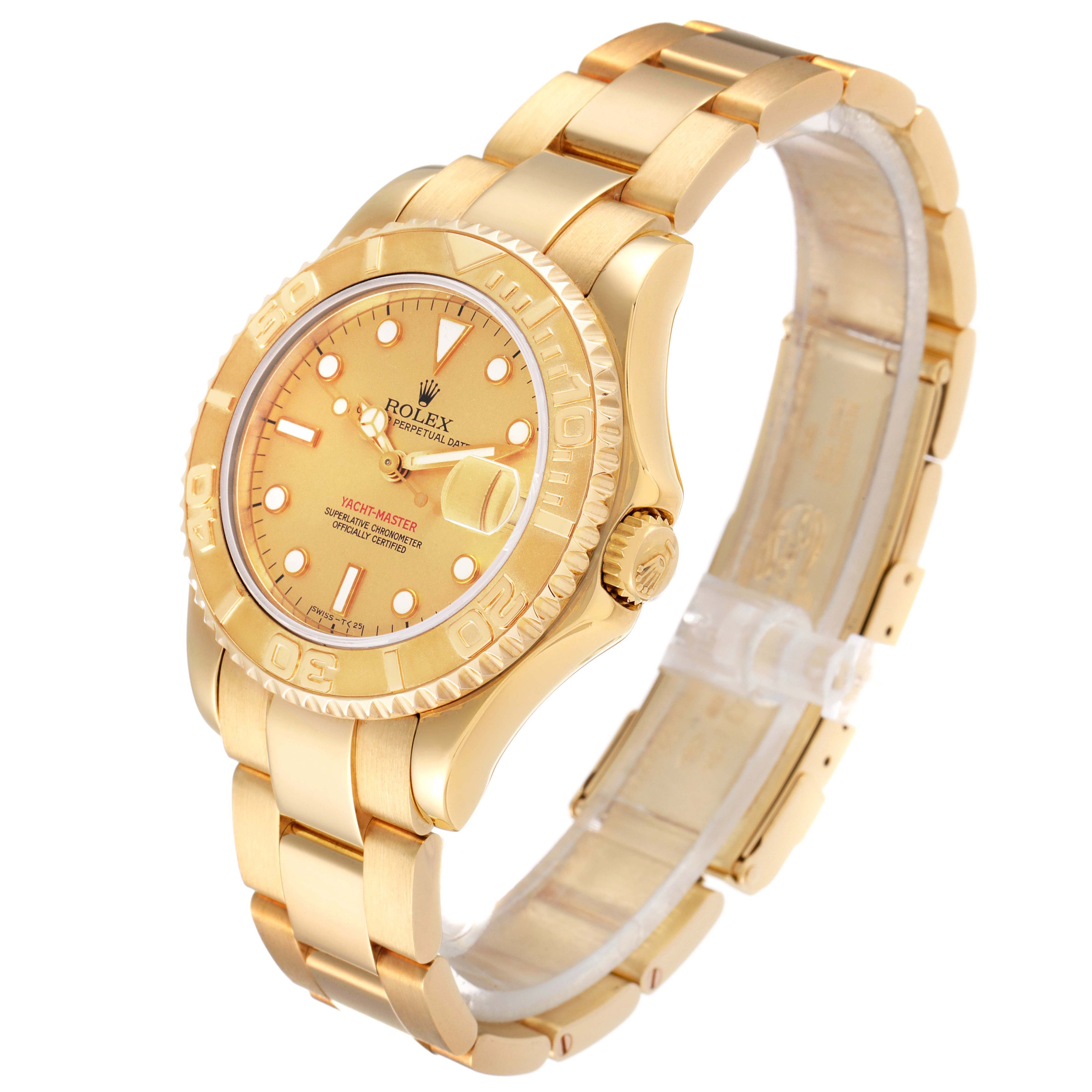 Rolex Yachtmaster Midsize 18K Yellow Gold Unisex Watch 68628 Box Papers