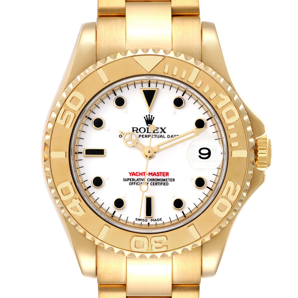 Rolex Yachtmaster Midsize 18K Yellow Gold White Dial Unisex Watch 168628