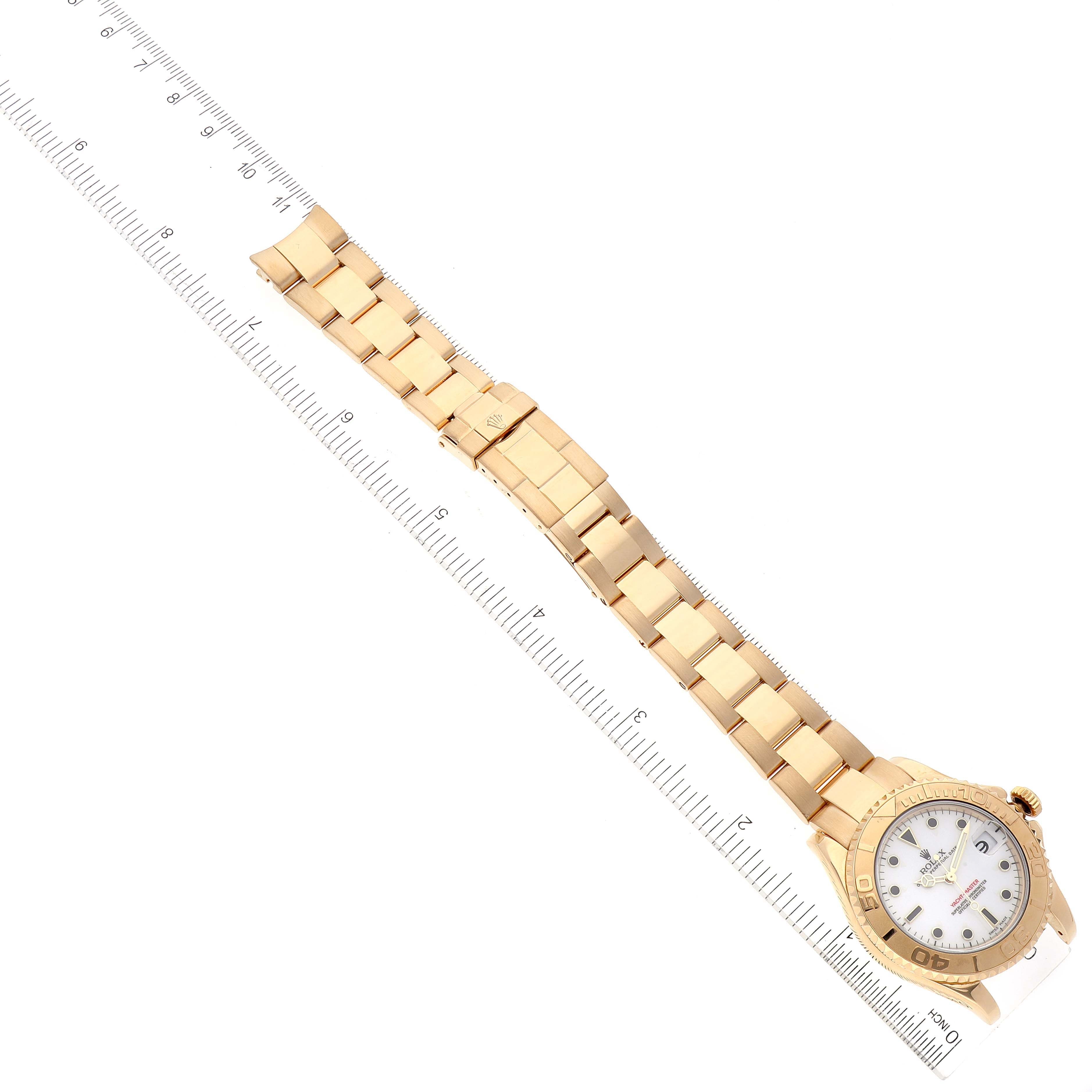 Rolex Yachtmaster Midsize 18K Yellow Gold White Dial Unisex Watch 168628