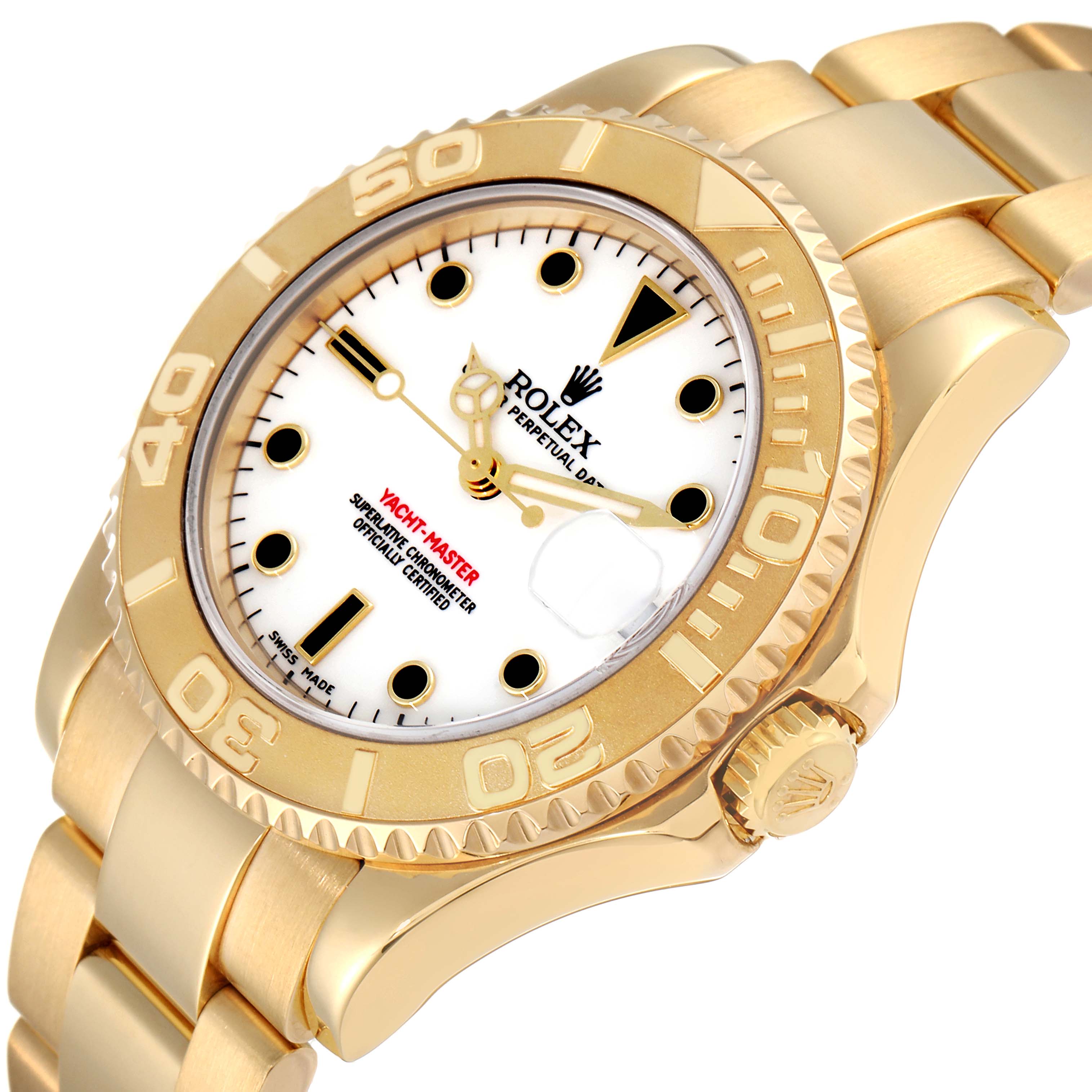 Rolex Yachtmaster Midsize 18K Yellow Gold White Dial Unisex Watch 168628