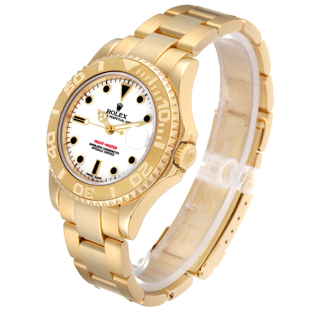 Rolex Yachtmaster Midsize 18K Yellow Gold White Dial Unisex Watch 168628