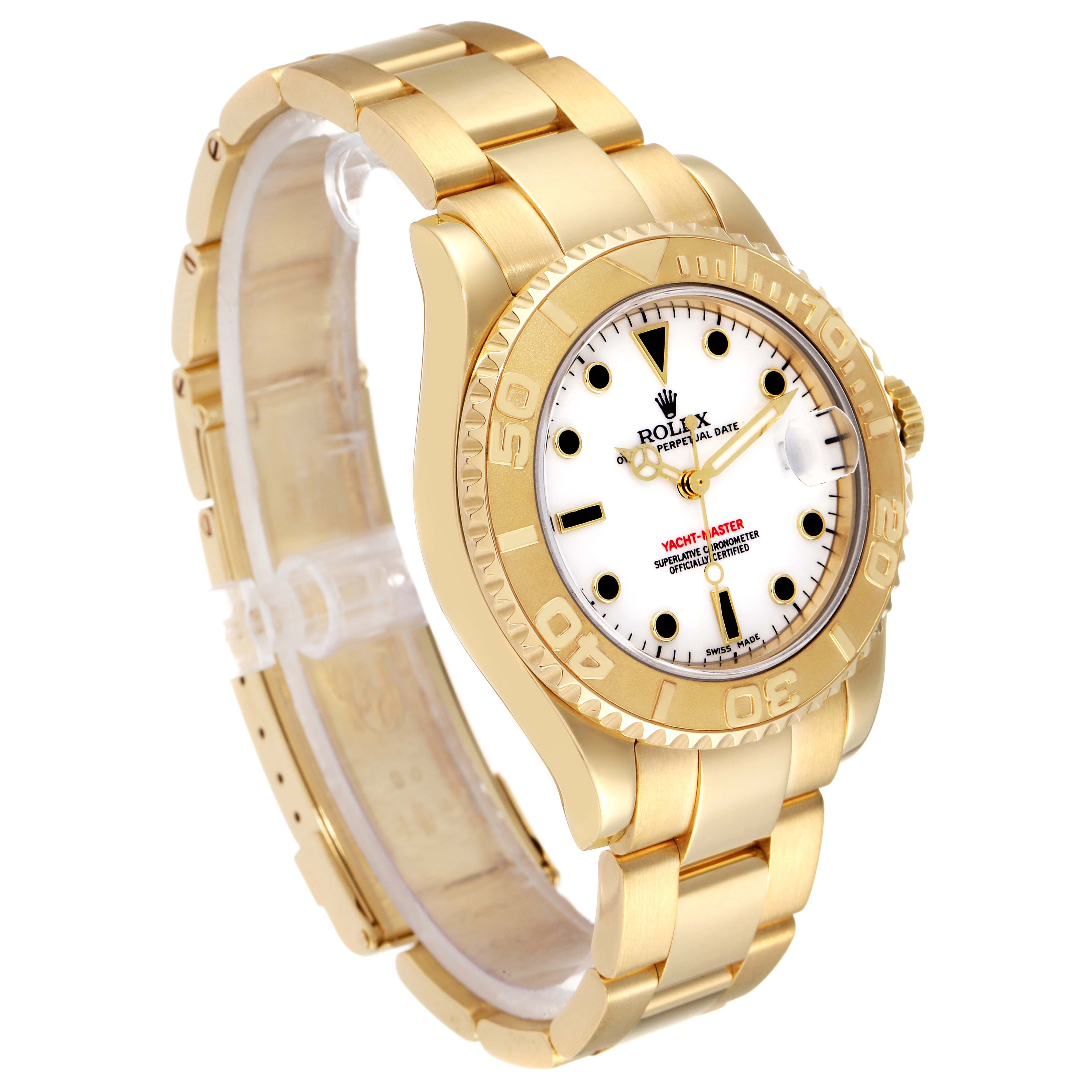 Rolex Yachtmaster Midsize 18K Yellow Gold White Dial Unisex Watch 168628