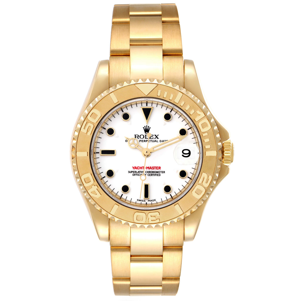 Rolex Yachtmaster Midsize 18K Yellow Gold White Dial Unisex Watch 168628