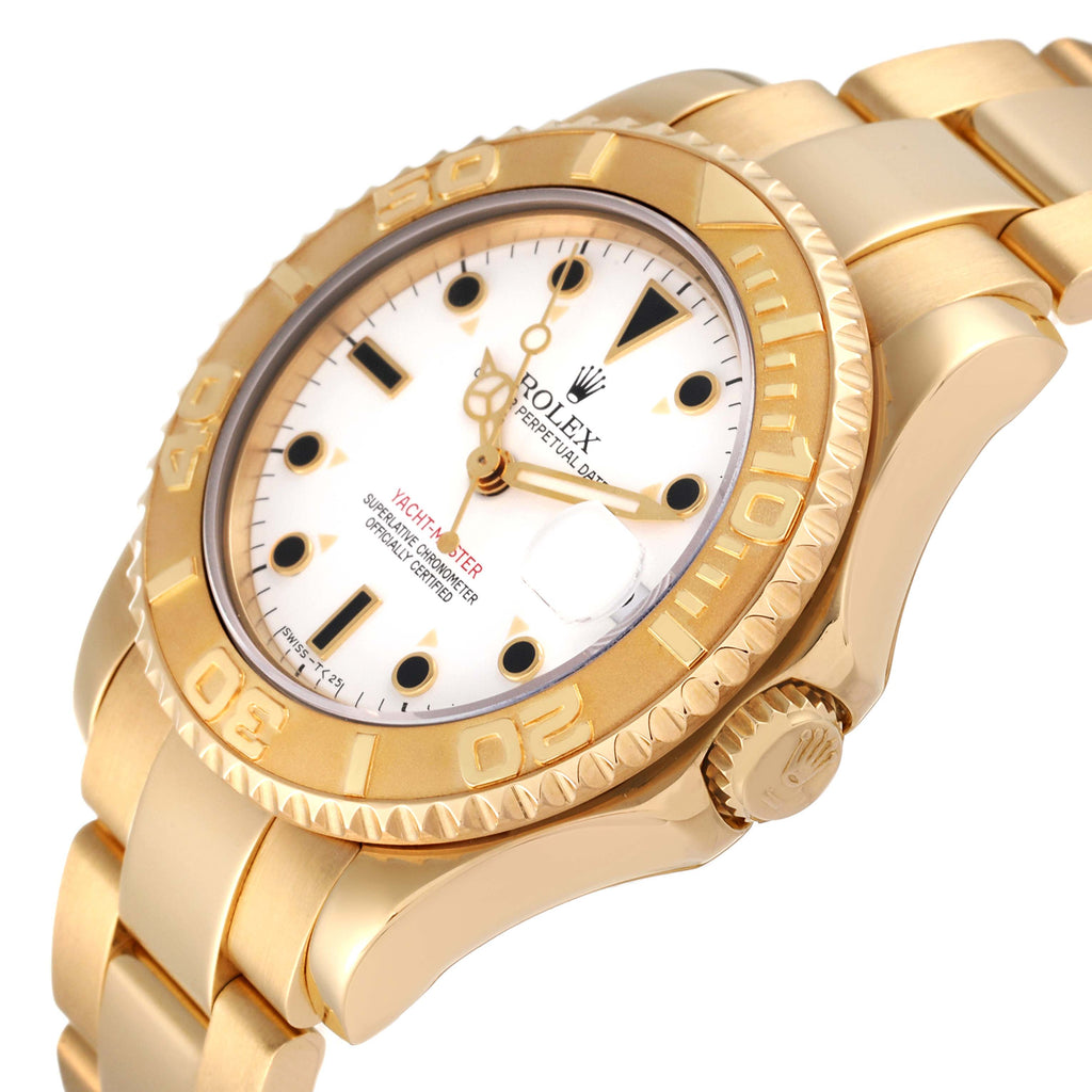 Rolex Yachtmaster Midsize 18K Yellow Gold White Dial Unisex Watch 68628