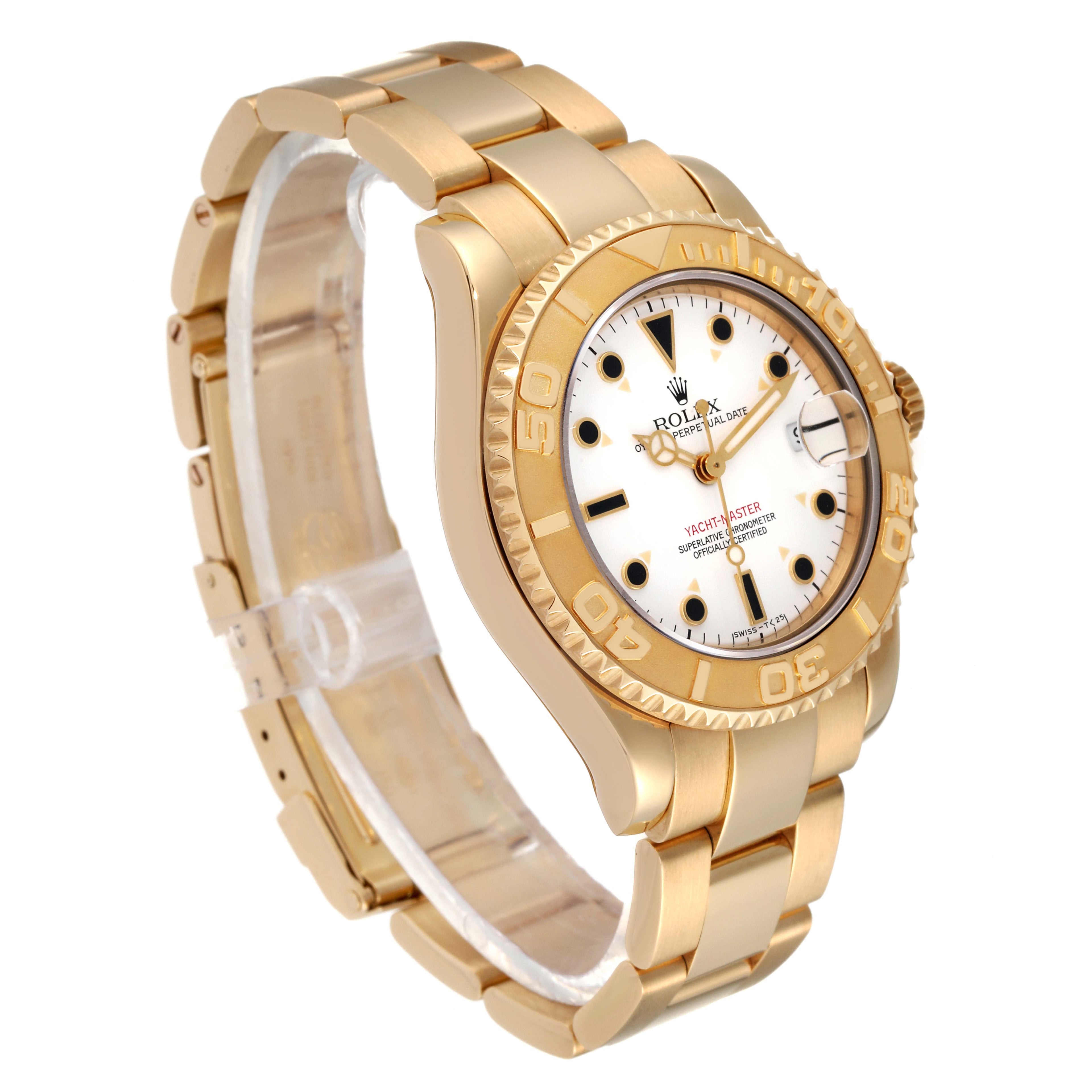 Rolex Yachtmaster Midsize 18K Yellow Gold White Dial Unisex Watch 68628