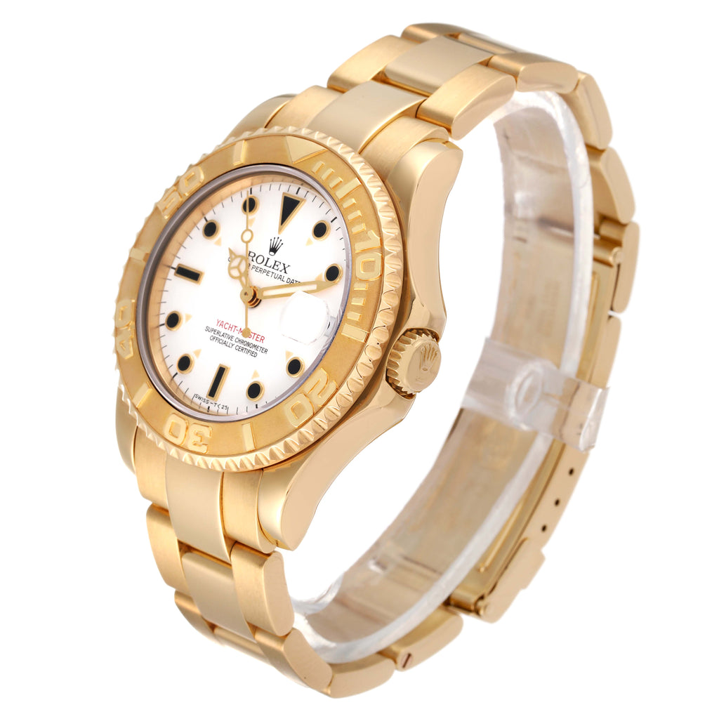 Rolex Yachtmaster Midsize 18K Yellow Gold White Dial Unisex Watch 68628