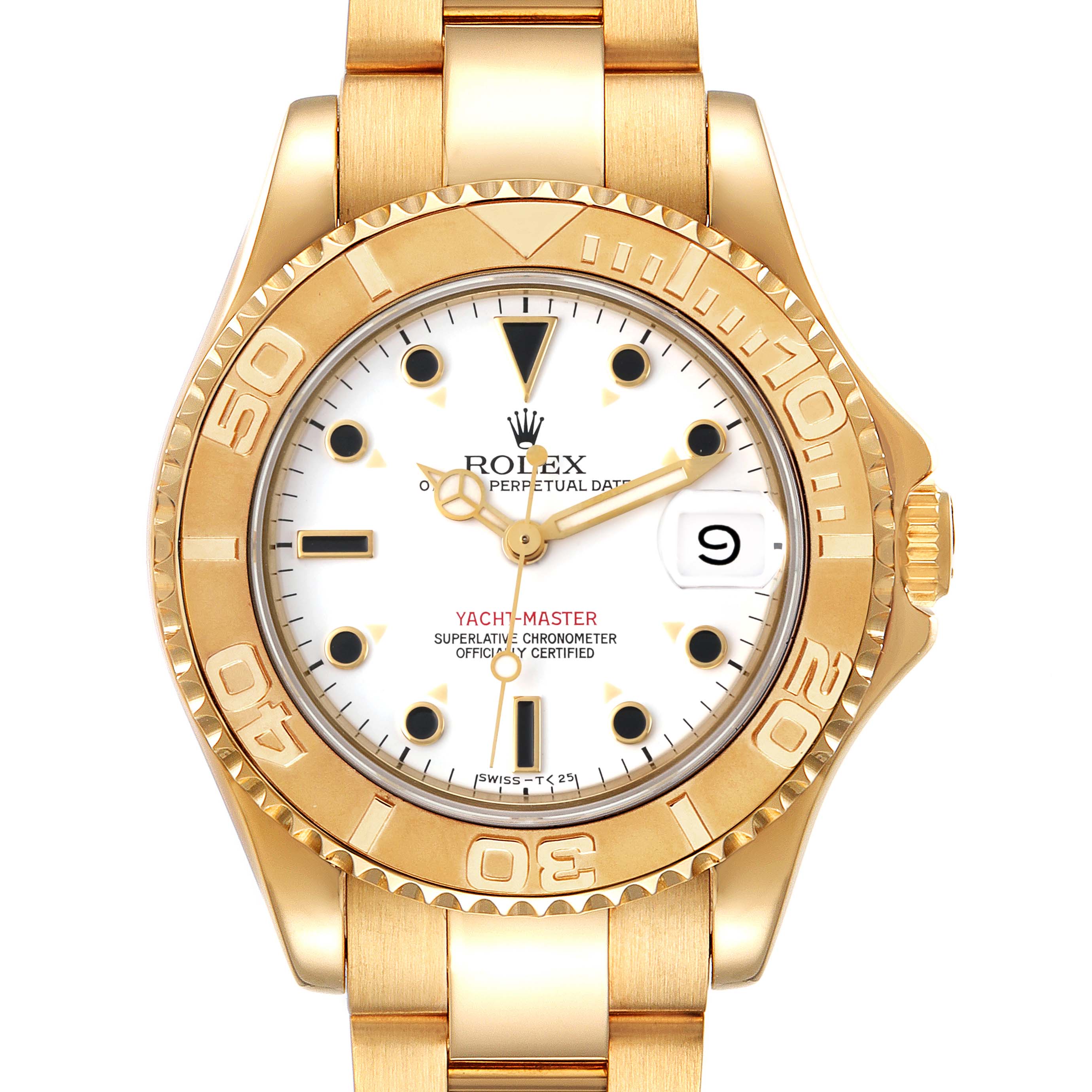 Rolex Yachtmaster Midsize 18K Yellow Gold White Dial Unisex Watch 68628