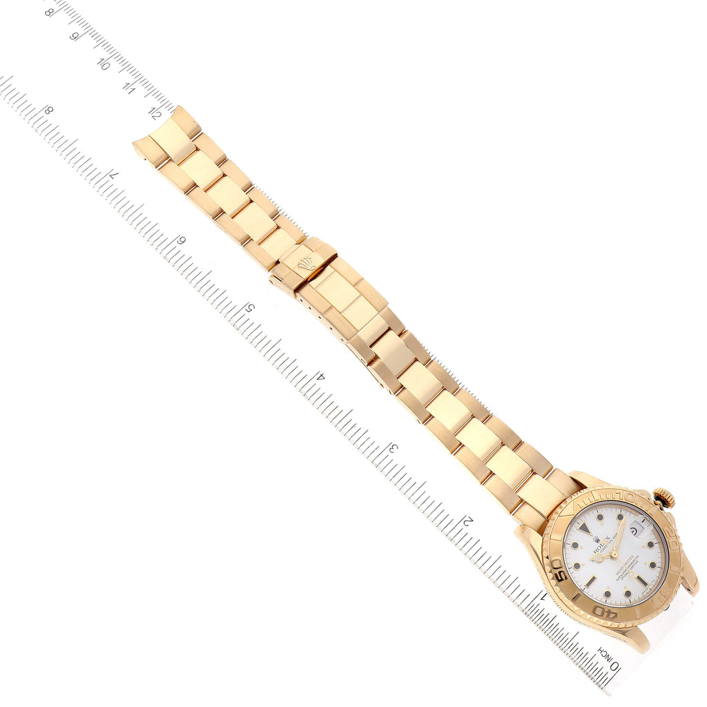 Rolex Yachtmaster Midsize 18K Yellow Gold White Dial Unisex Watch 68628