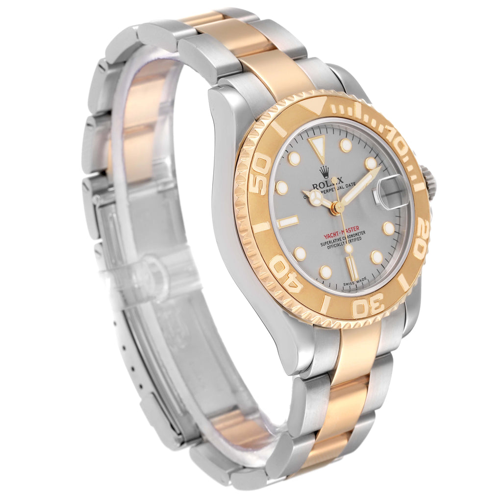 Rolex Yachtmaster Midsize Steel Yellow Gold Mens Watch 168623 Box Service Card