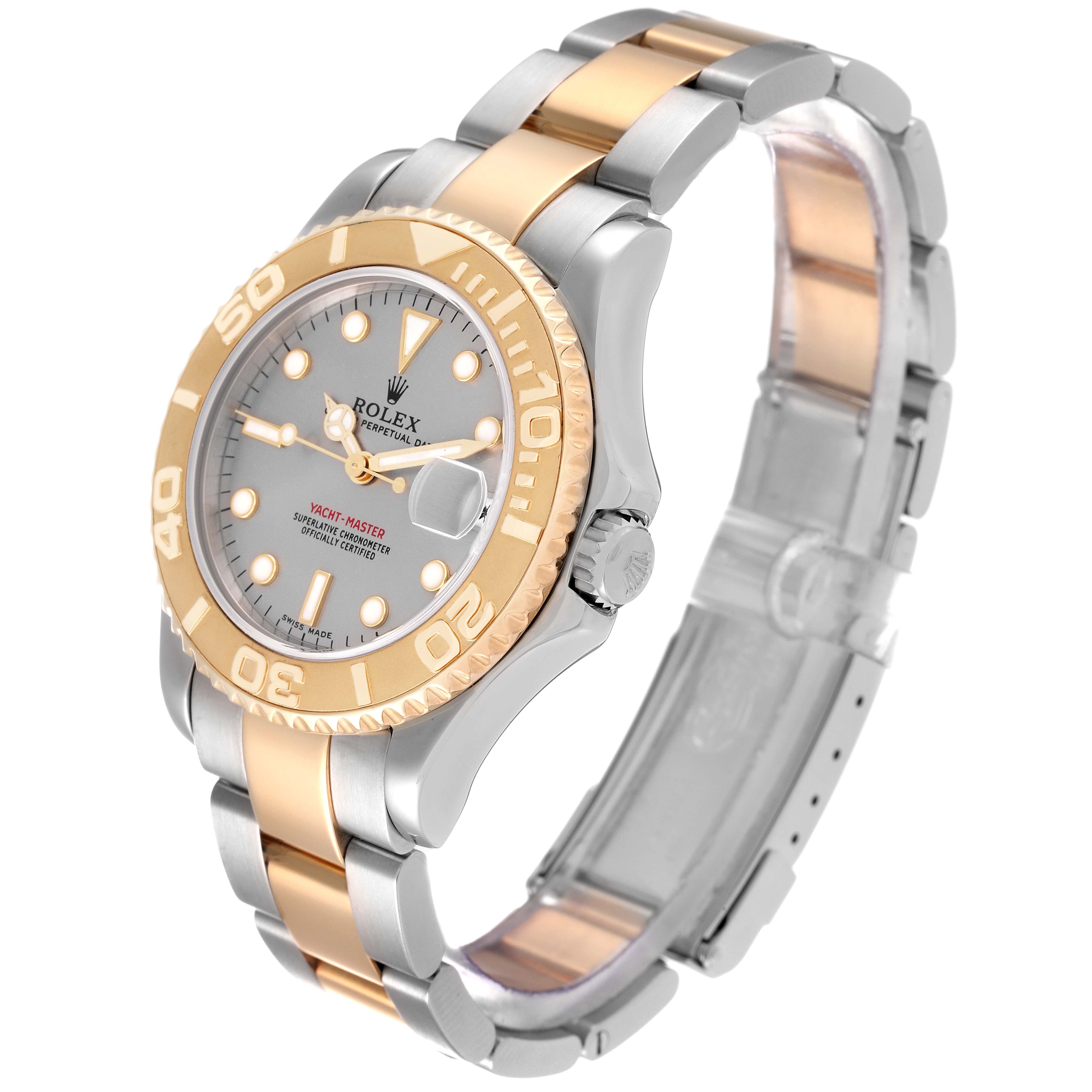 Rolex Yachtmaster Midsize Steel Yellow Gold Mens Watch 168623 Box Service Card