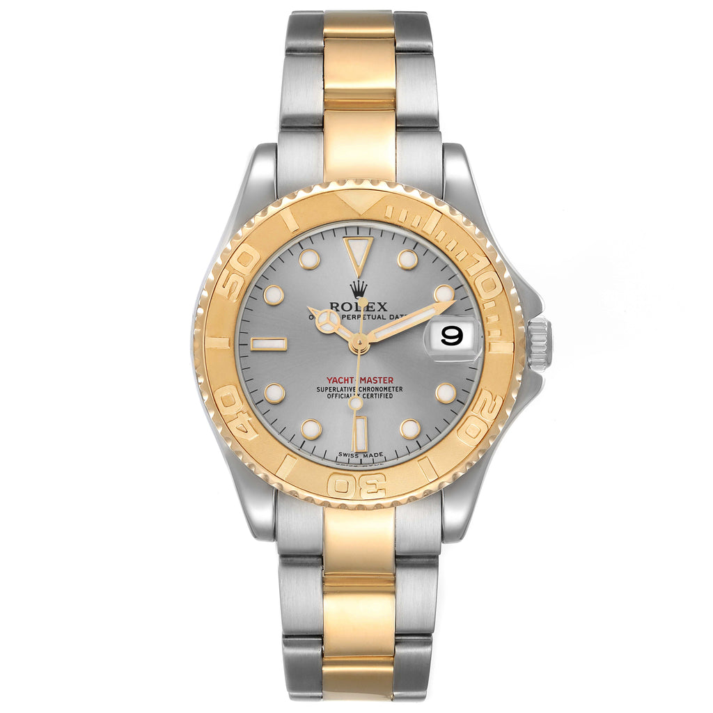 Rolex Yachtmaster Midsize Steel Yellow Gold Mens Watch 168623 Box Service Card