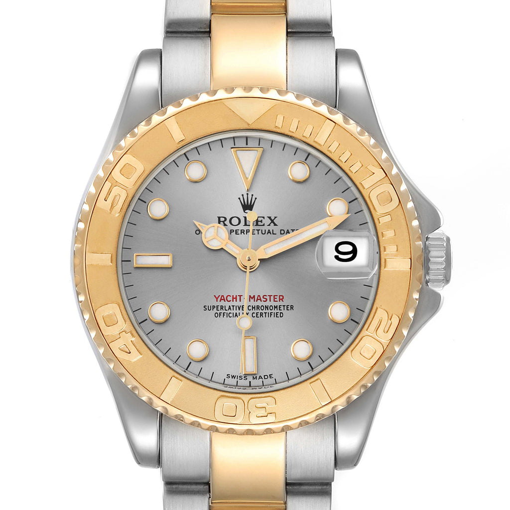 Rolex Yachtmaster Midsize Steel Yellow Gold Mens Watch 168623 Box Service Card