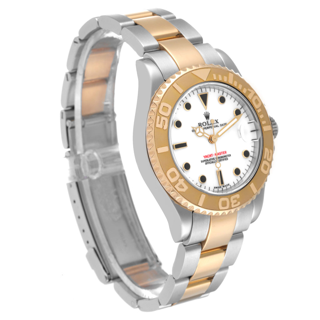 Rolex Yachtmaster Midsize Steel Yellow Gold White Dial Watch 168623