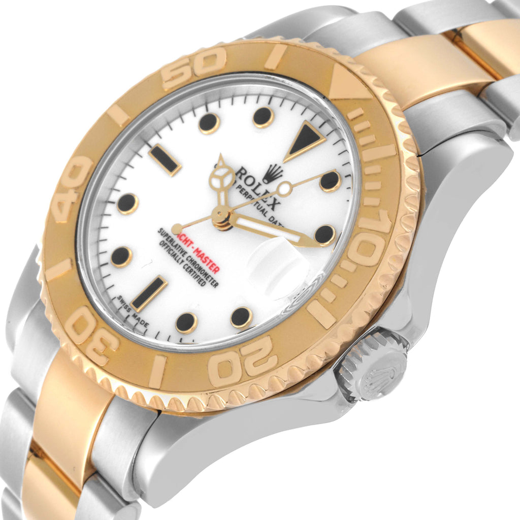 Rolex Yachtmaster Midsize Steel Yellow Gold White Dial Watch 168623
