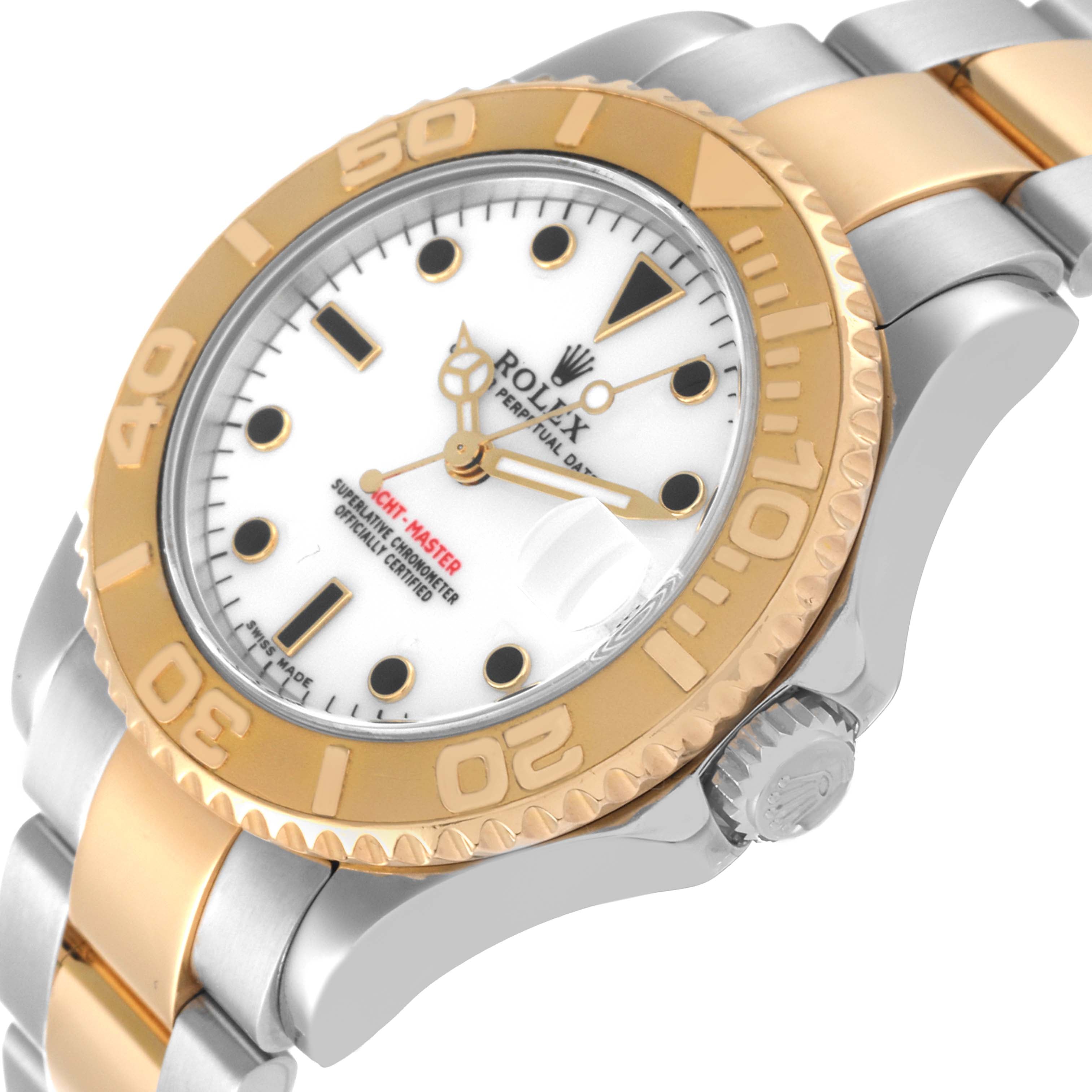 Rolex Yachtmaster Midsize Steel Yellow Gold White Dial Watch 168623