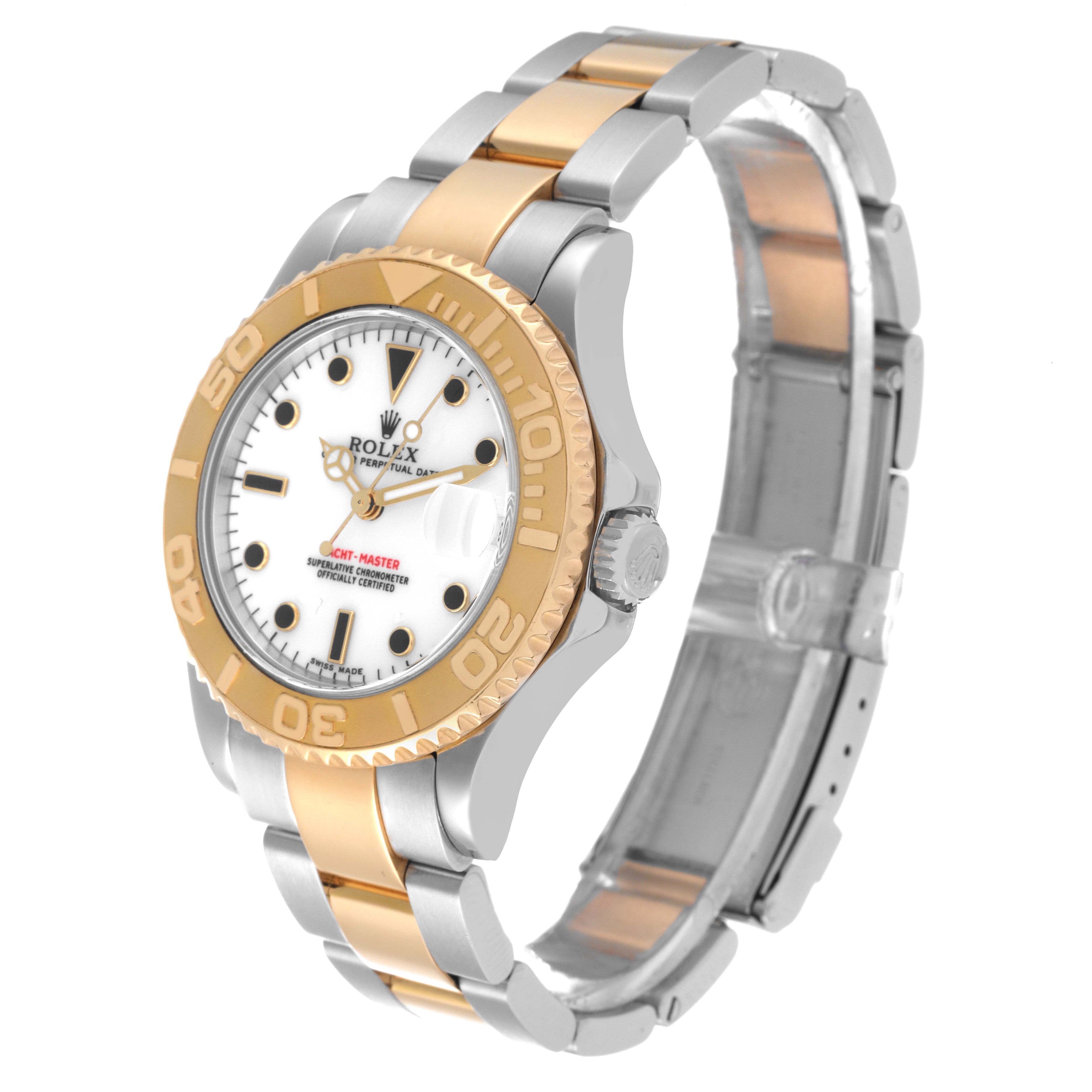 Rolex Yachtmaster Midsize Steel Yellow Gold White Dial Watch 168623