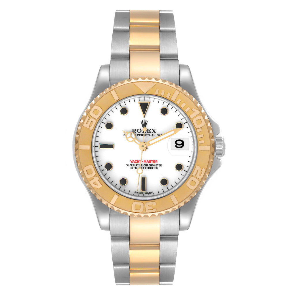 Rolex Yachtmaster Midsize Steel Yellow Gold White Dial Watch 168623