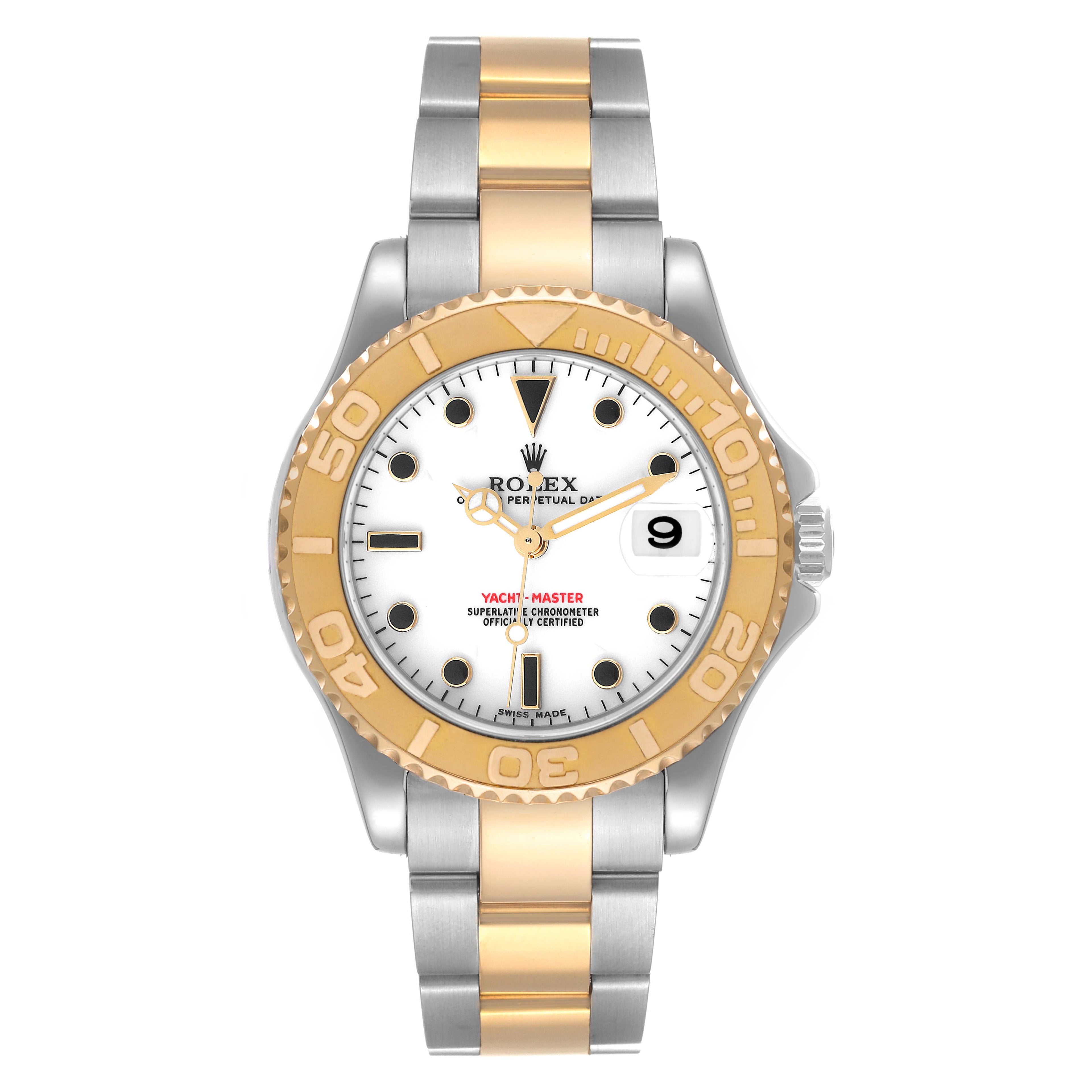 Rolex Yachtmaster Midsize Steel Yellow Gold White Dial Watch 168623
