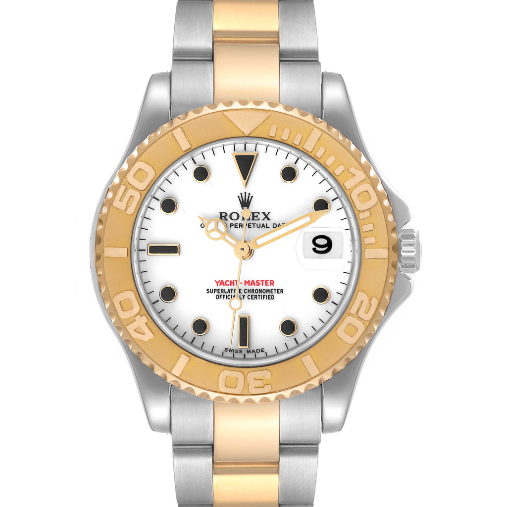 Rolex Yachtmaster Midsize Steel Yellow Gold White Dial Watch 168623
