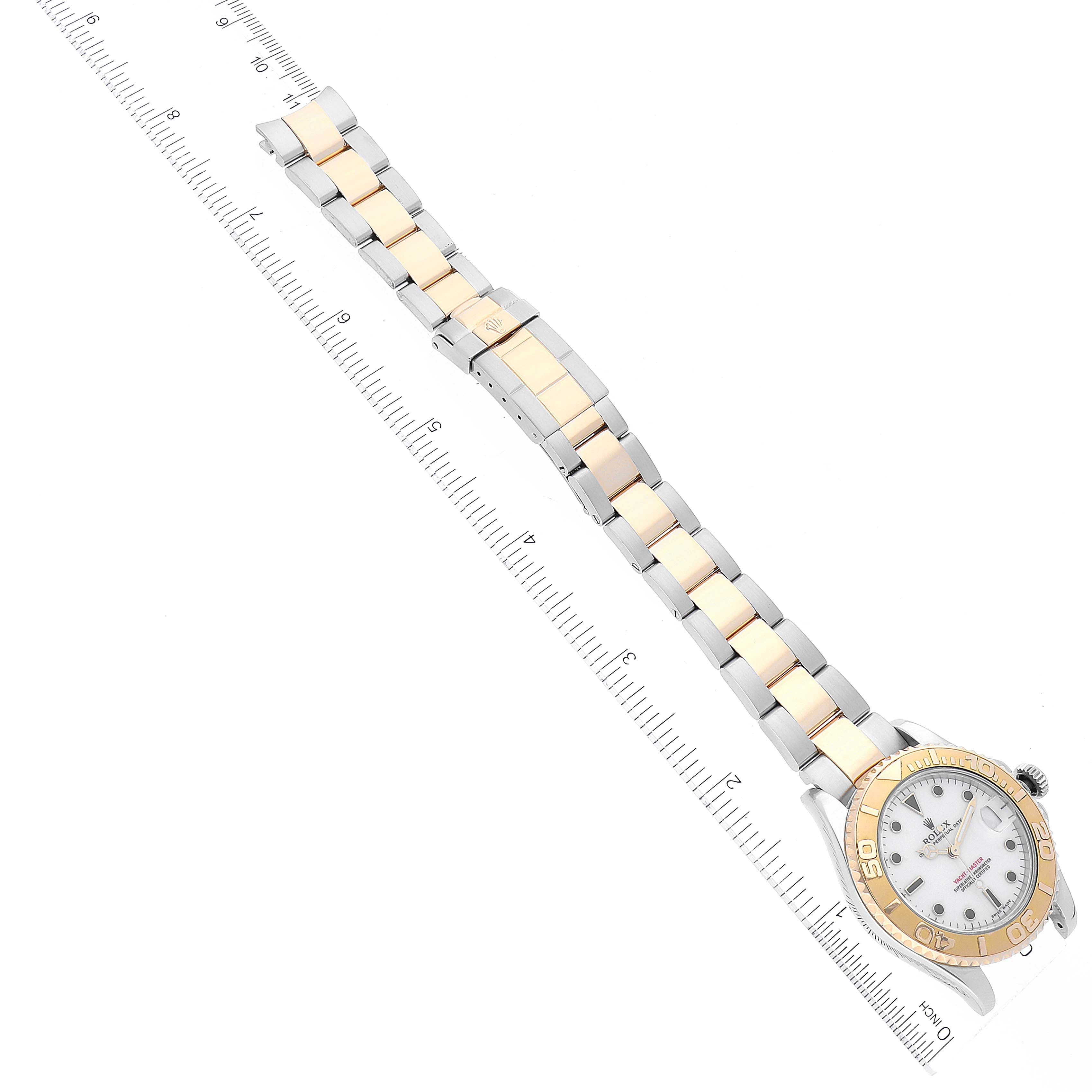 Rolex Yachtmaster Midsize Steel Yellow Gold White Dial Watch 168623