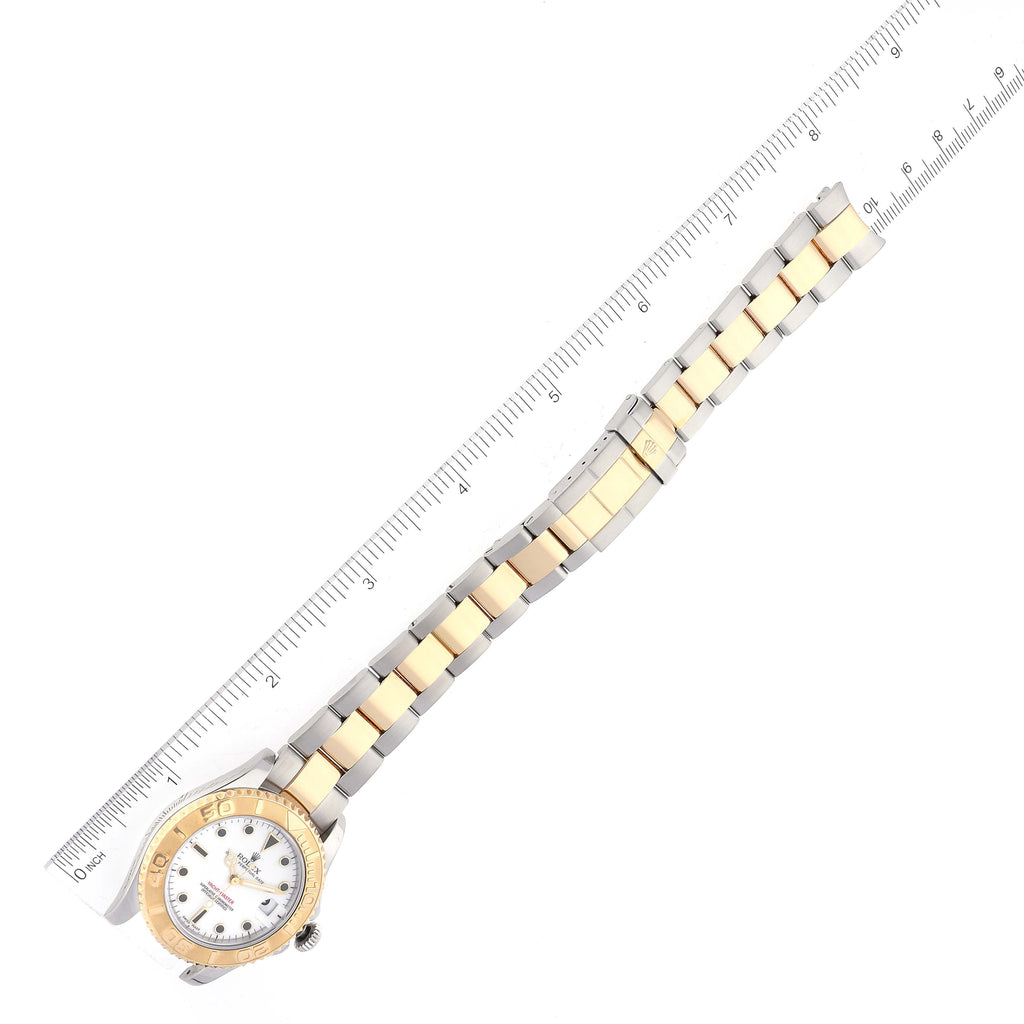 Rolex Yachtmaster Midsize Steel Yellow Gold White Dial Watch 168623 Box Papers