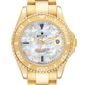 Rolex Yachtmaster Midsize Yellow Gold Mother Of Pearl Diamond Dial Mens Watch 68628