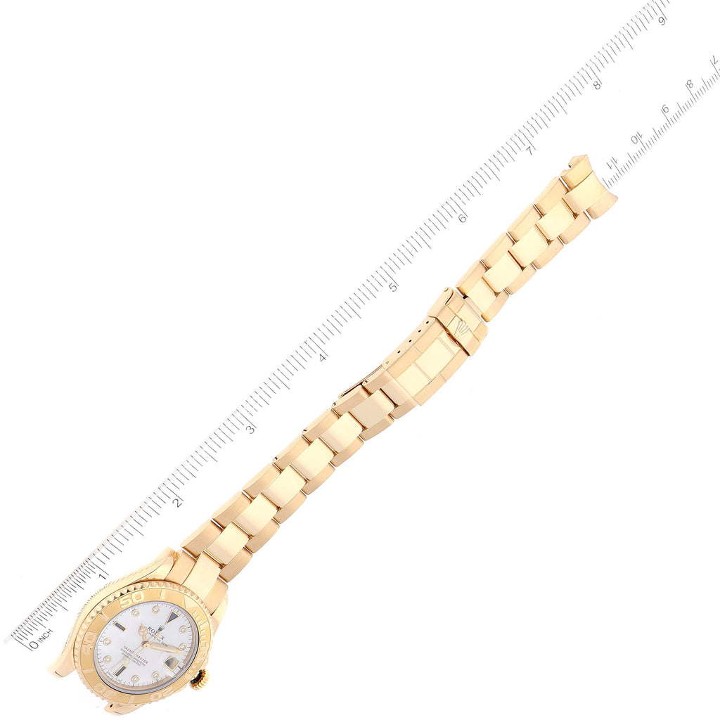 Rolex Yachtmaster Midsize Yellow Gold Mother Of Pearl Diamond Dial Mens Watch 68628