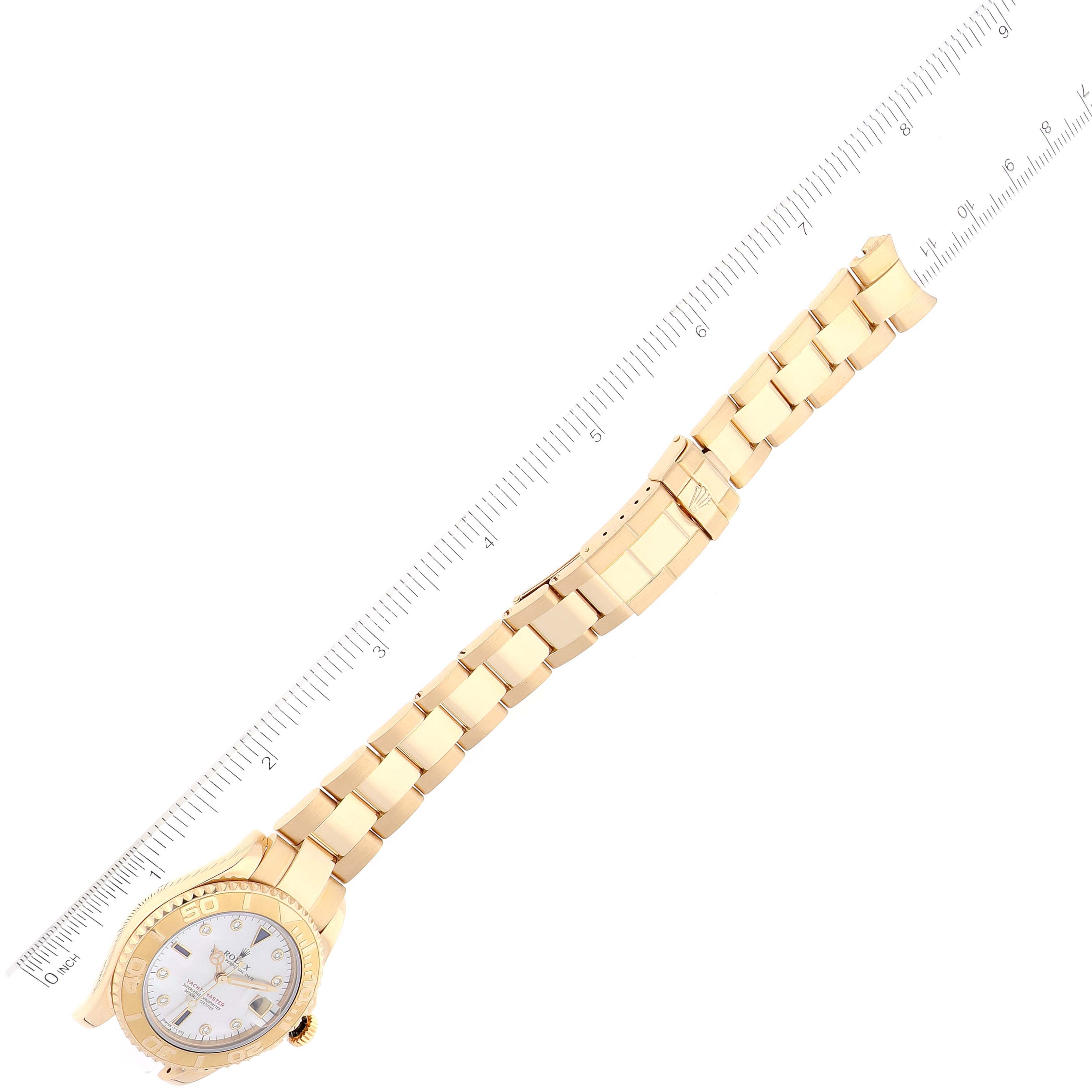 Rolex Yachtmaster Midsize Yellow Gold Mother Of Pearl Diamond Dial Mens Watch 68628