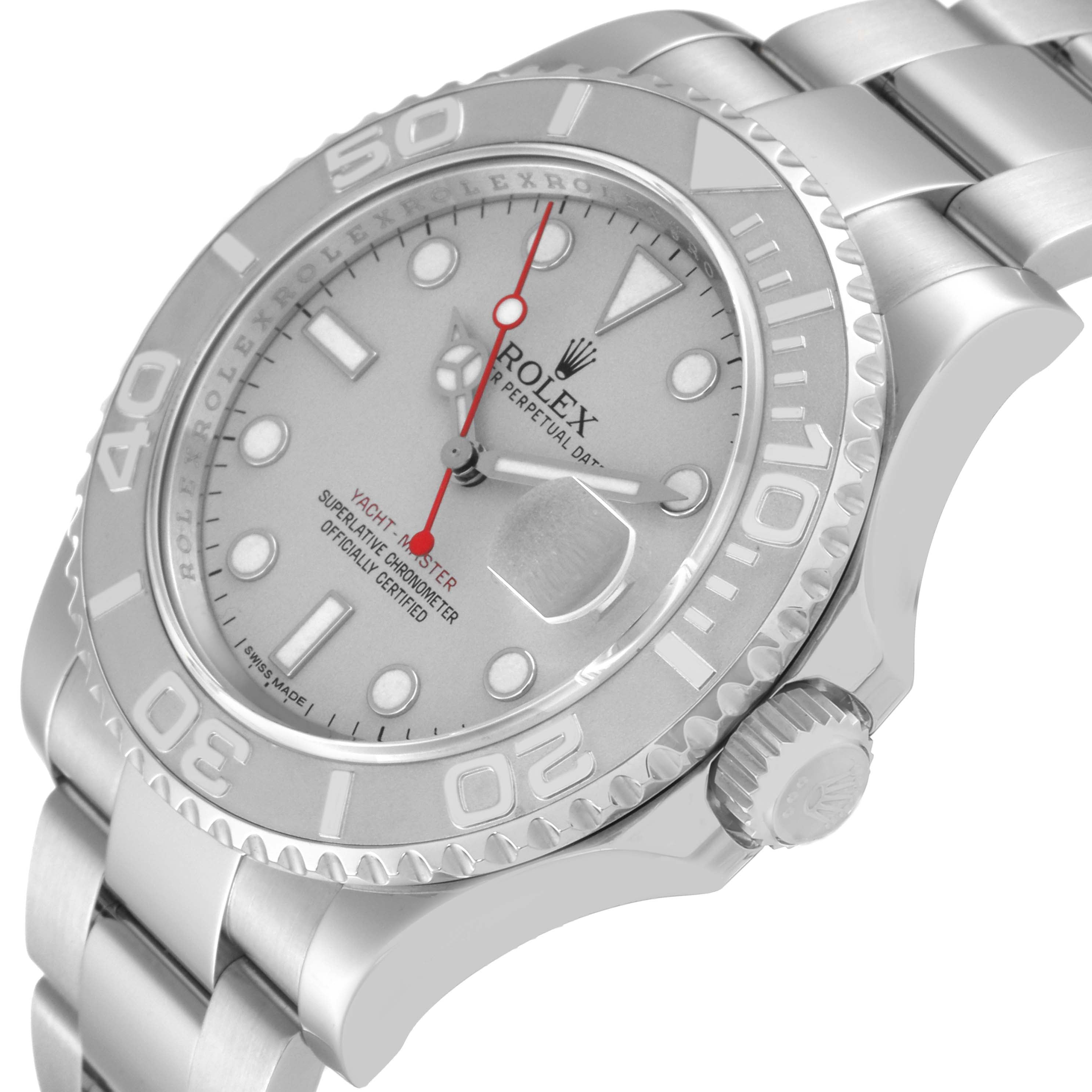 Rolex Yachtmaster Platinum Dial Platinum Bezel Steel Mens Watch 116622