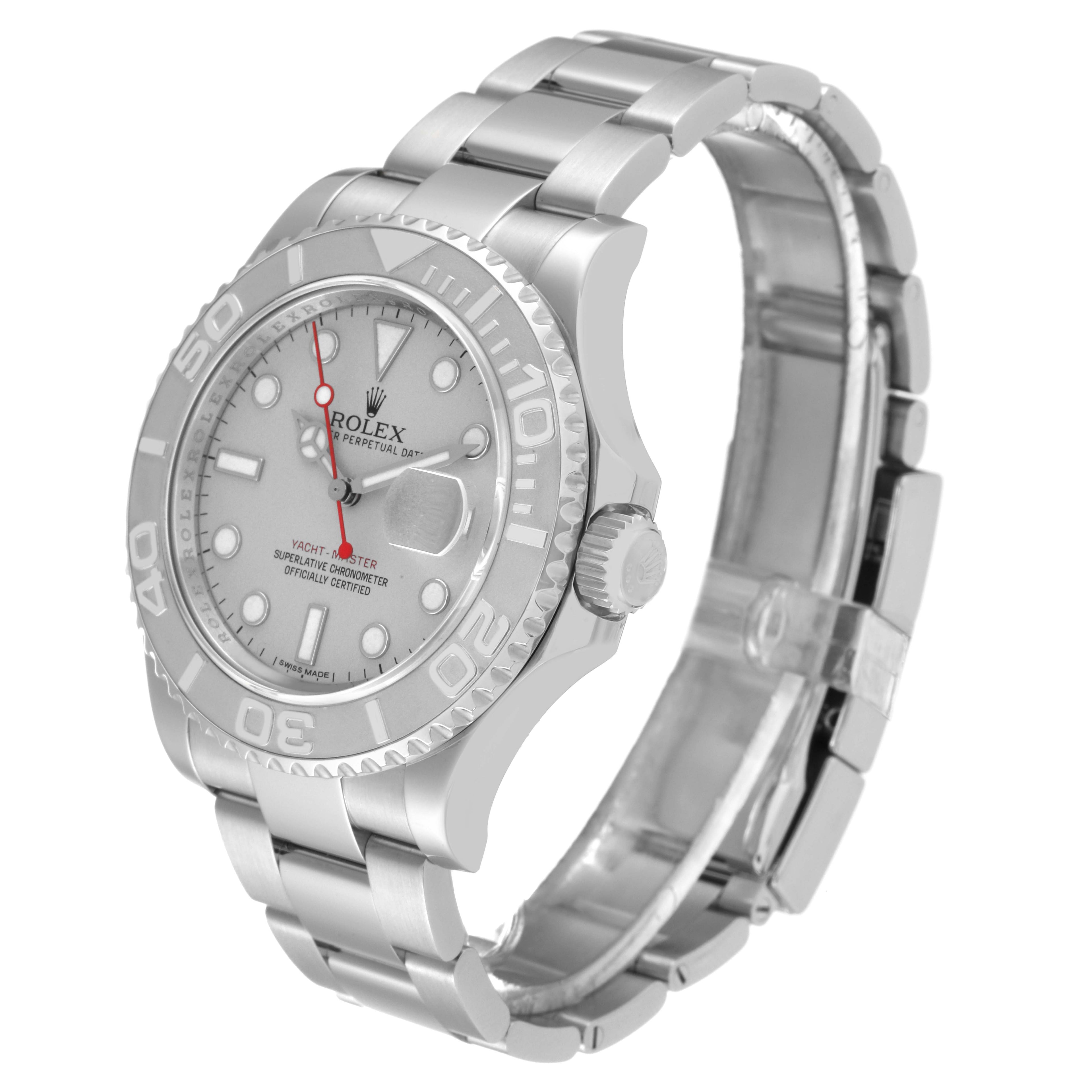 Rolex Yachtmaster Platinum Dial Platinum Bezel Steel Mens Watch 116622