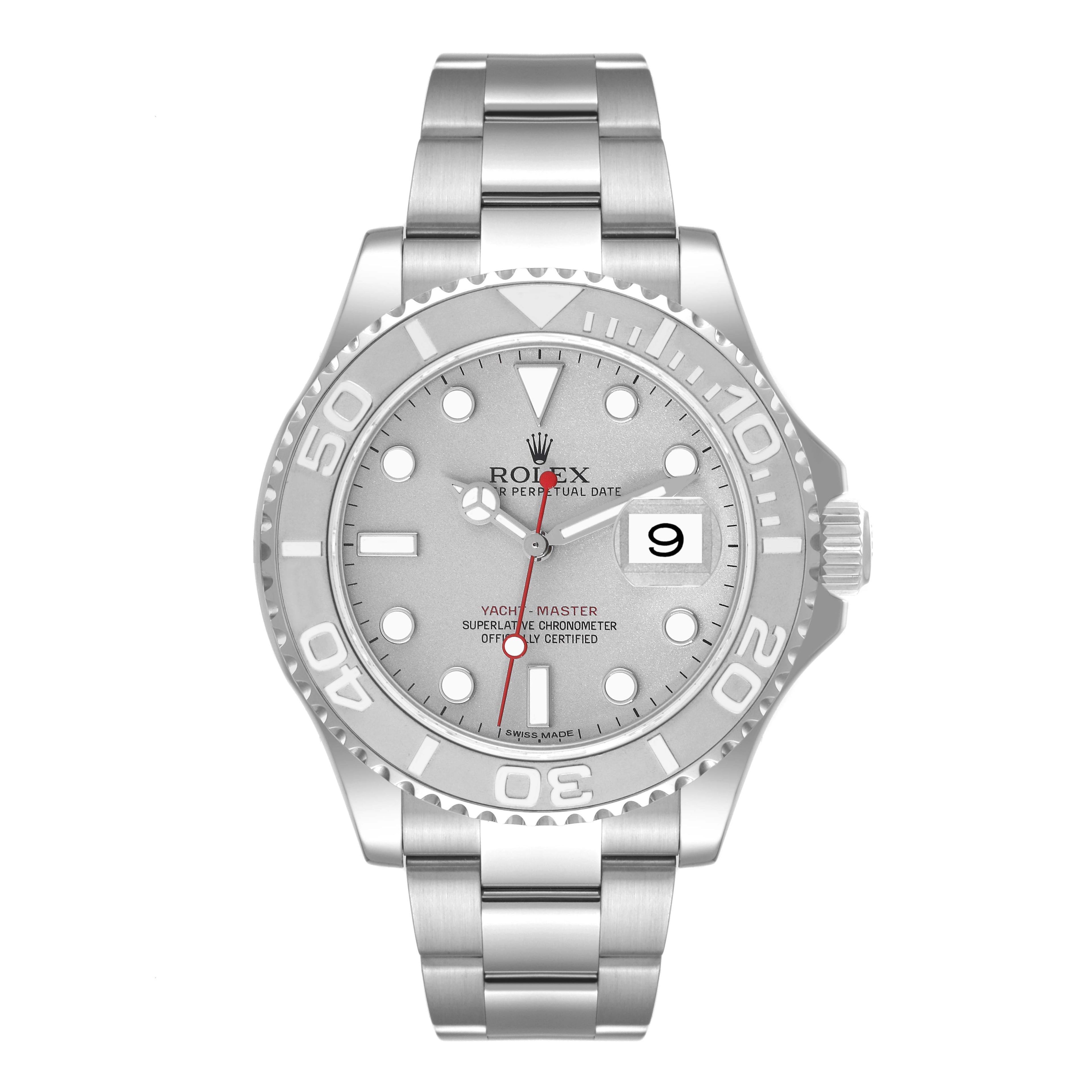 Rolex Yachtmaster Platinum Dial Platinum Bezel Steel Mens Watch 116622