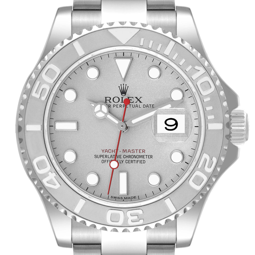 Rolex Yachtmaster Platinum Dial Platinum Bezel Steel Mens Watch 116622