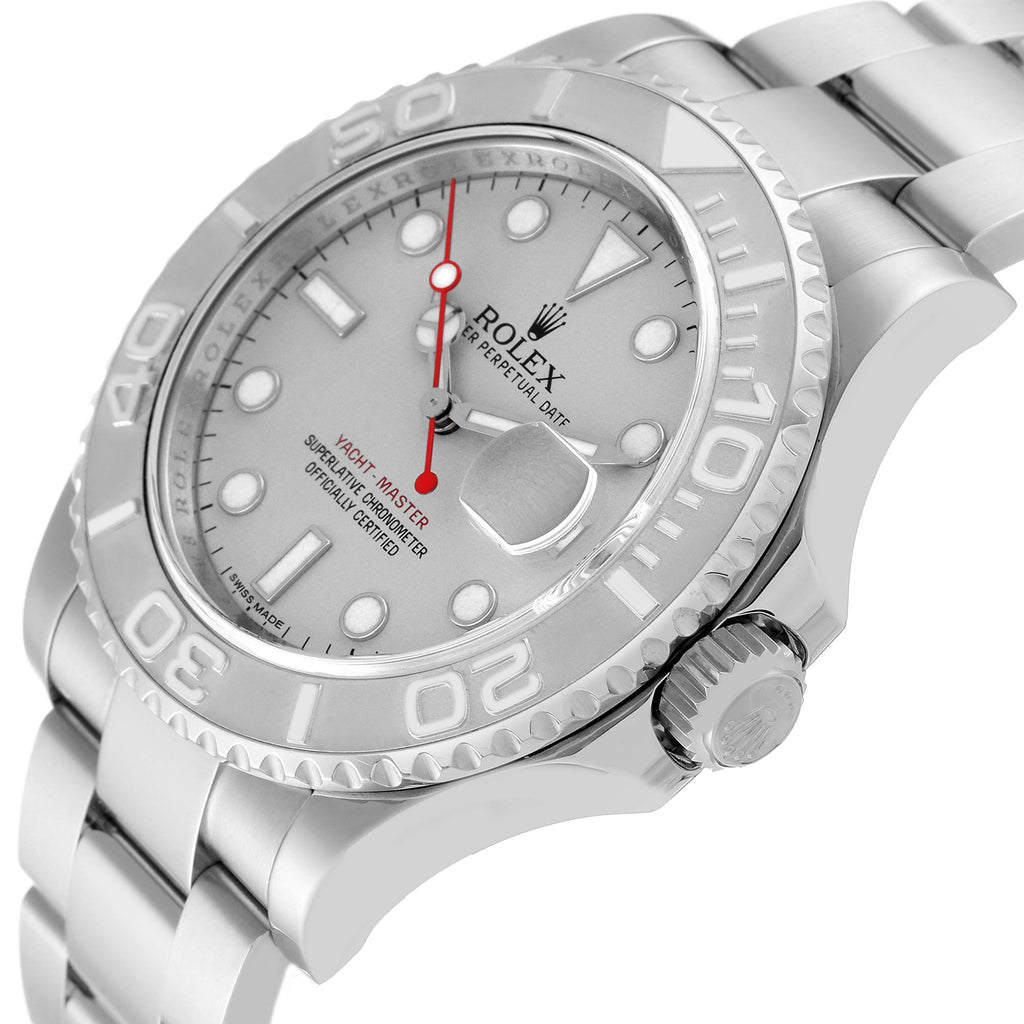 Rolex Yachtmaster Platinum Dial Platinum Bezel Steel Mens Watch 116622 Box Card