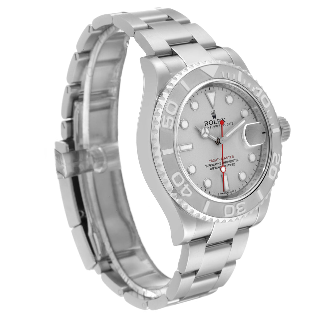 Rolex Yachtmaster Platinum Dial Platinum Bezel Steel Mens Watch 116622 Box Card