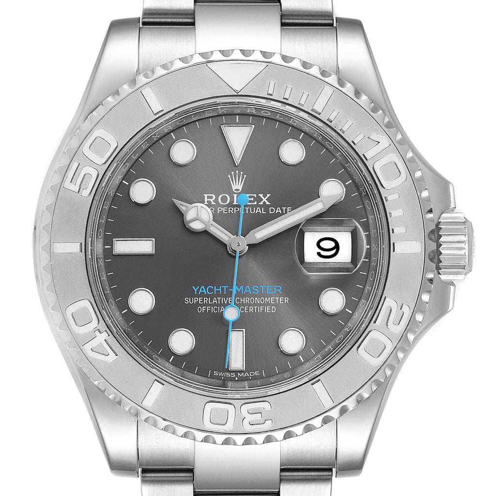 Rolex Yachtmaster Rhodium Dial Steel Platinum Mens Watch 116622 Unworn