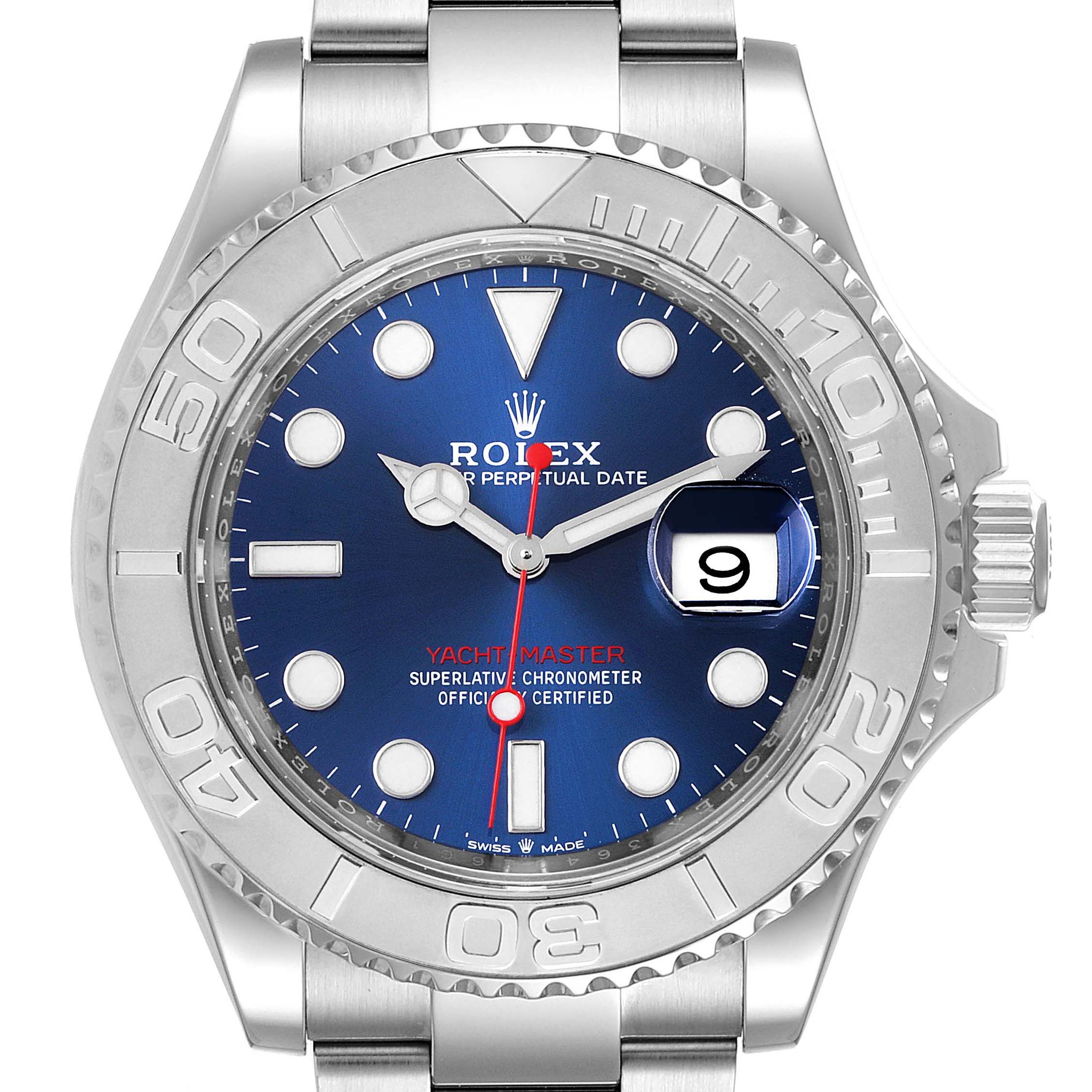 Rolex Yachtmaster Stainless Steel Platinum Blue Dial Mens Watch 126622