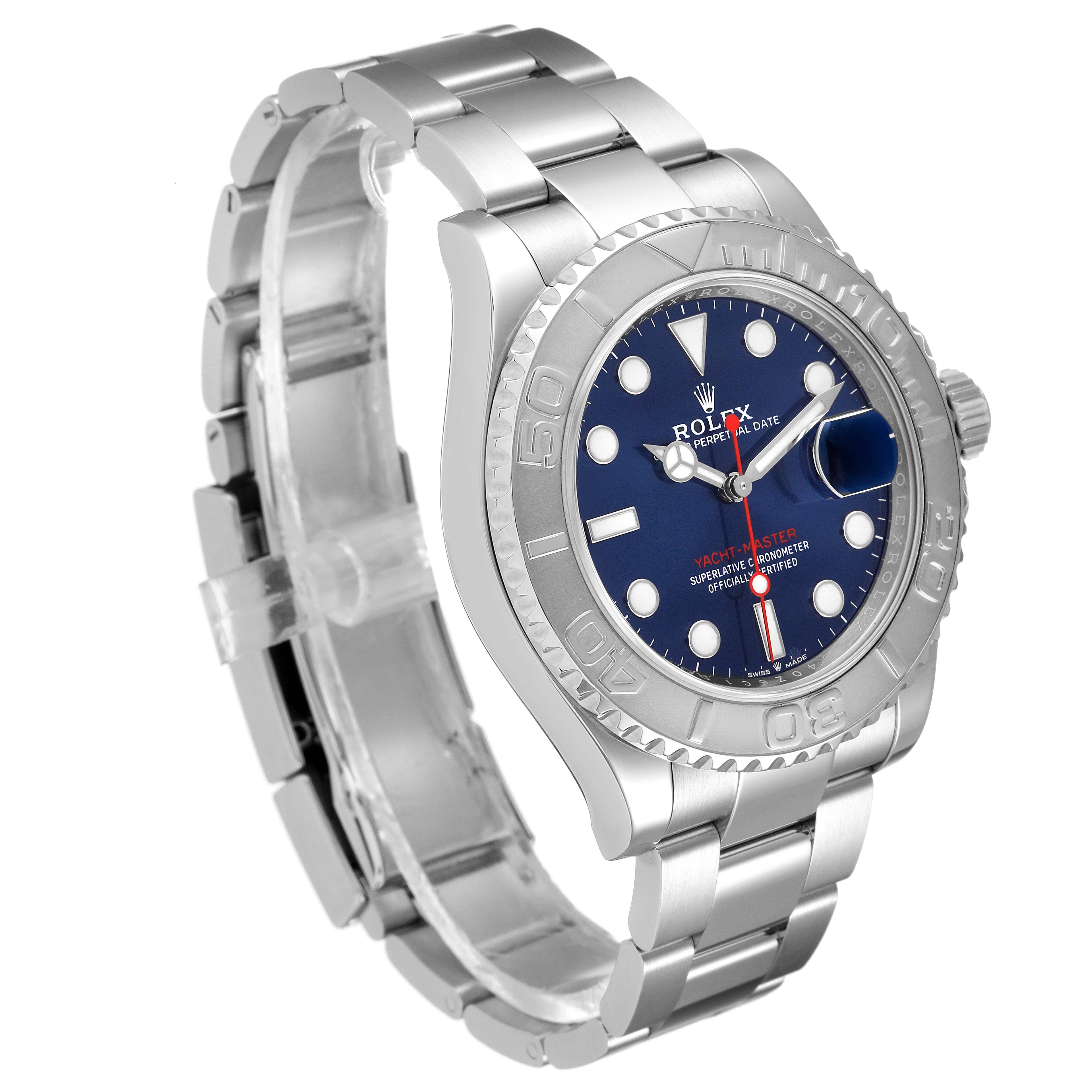 Rolex Yachtmaster Stainless Steel Platinum Blue Dial Watch 126622 Box Card
