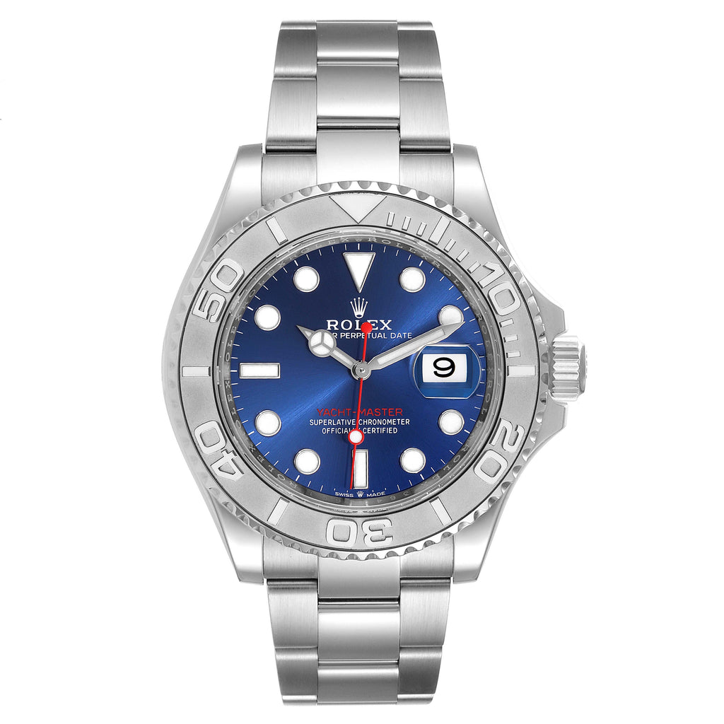 Rolex Yachtmaster Stainless Steel Platinum Blue Dial Watch 126622 Box Card