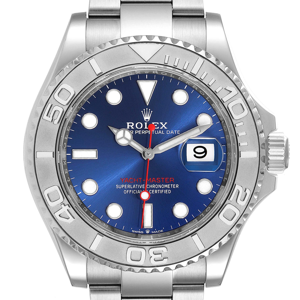 Rolex Yachtmaster Stainless Steel Platinum Blue Dial Watch 126622 Box Card