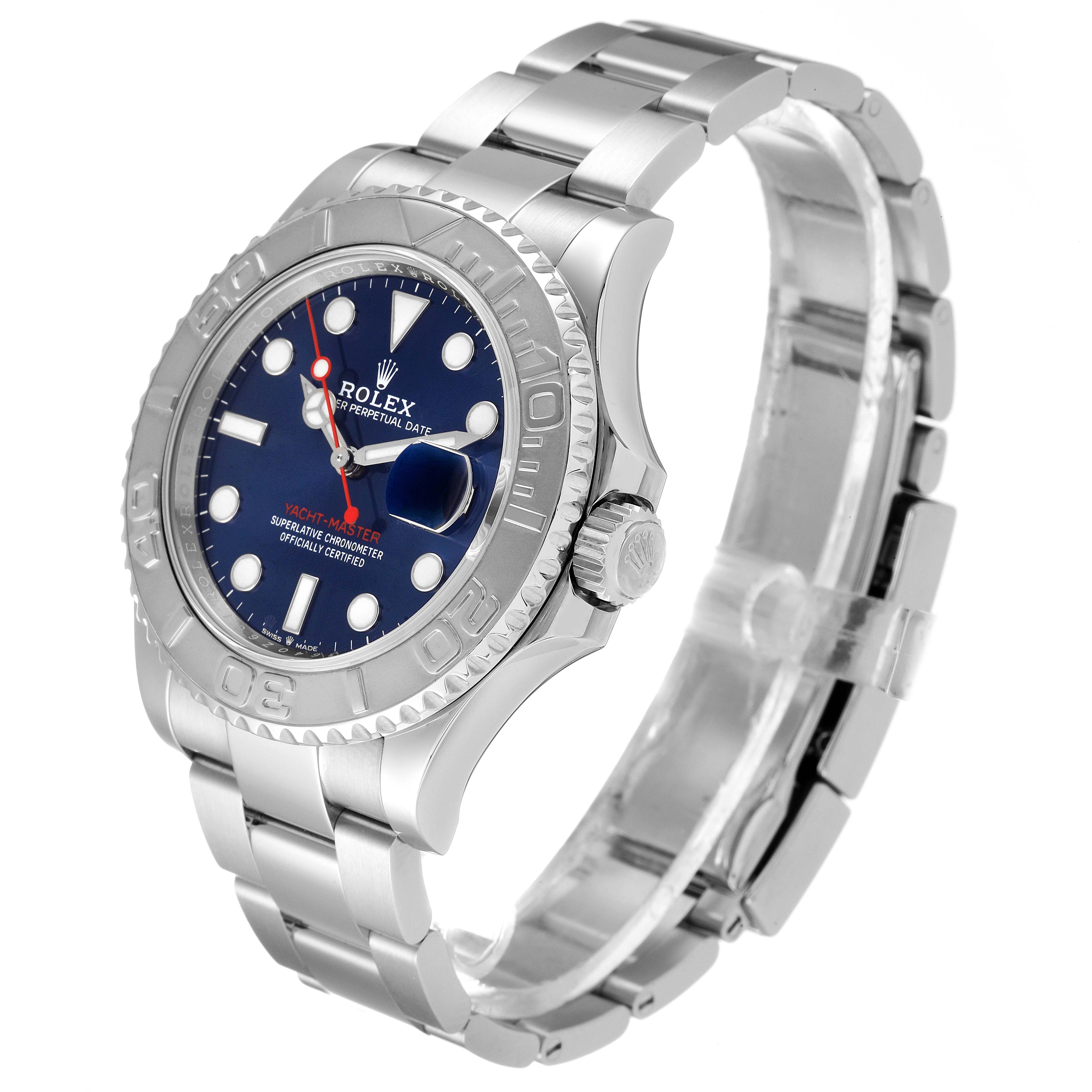 Rolex Yachtmaster Stainless Steel Platinum Blue Dial Watch 126622 Box Card